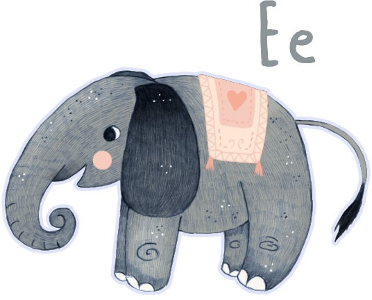 Wandtattoo »Grauer Elefant Buchstabe E«, (1 St.), selbstklebend, entfernbar