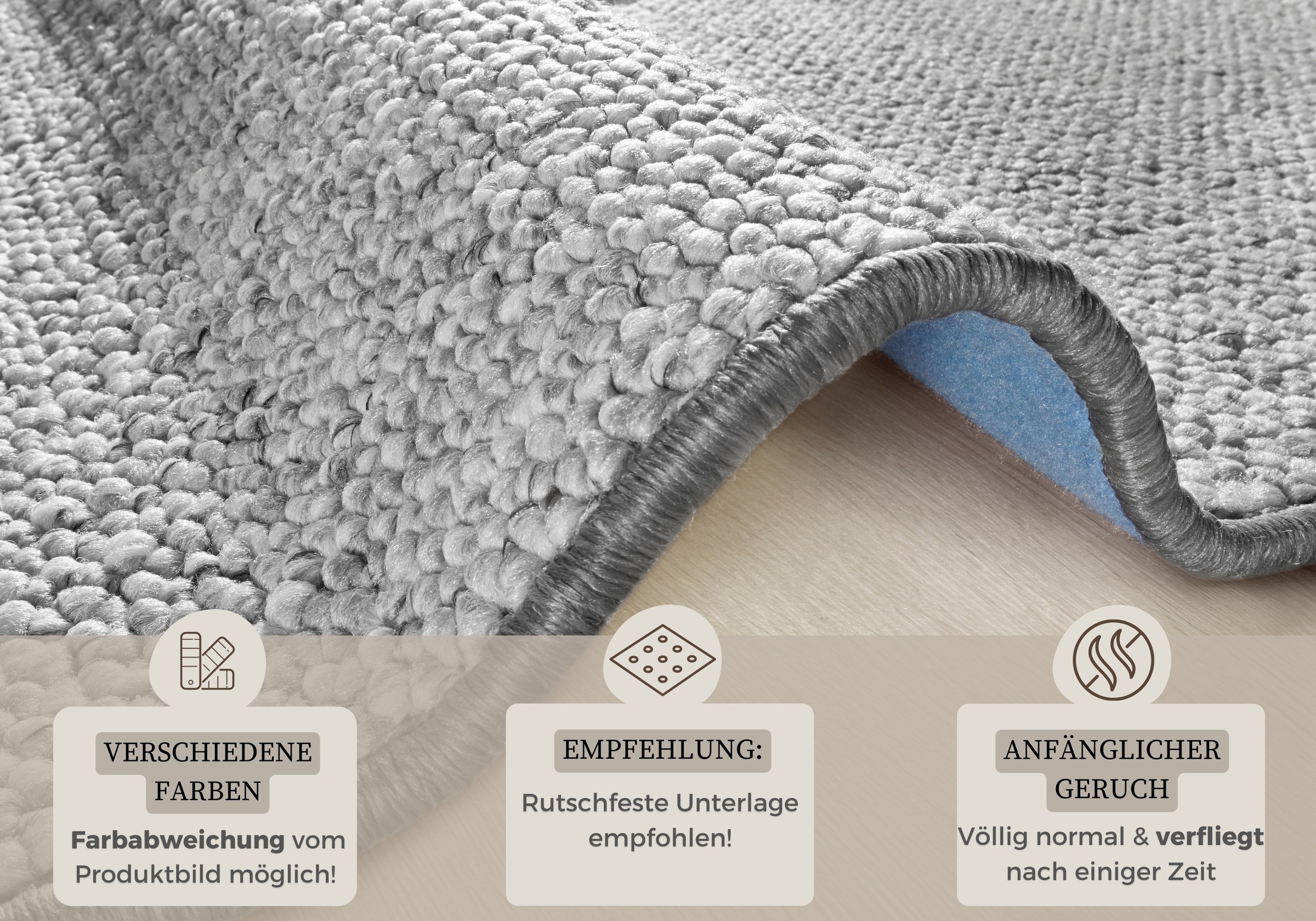 Bettumrandung HANSE HOME "Wolly 2" Gr. 14, grau, H:12mm, Obermaterial: 100% Polypropylen, Bettumrandungen, Bettvorleger, 3-teiliger Läufer Set, Unifarben, Kurzflor, Bettläufer 3