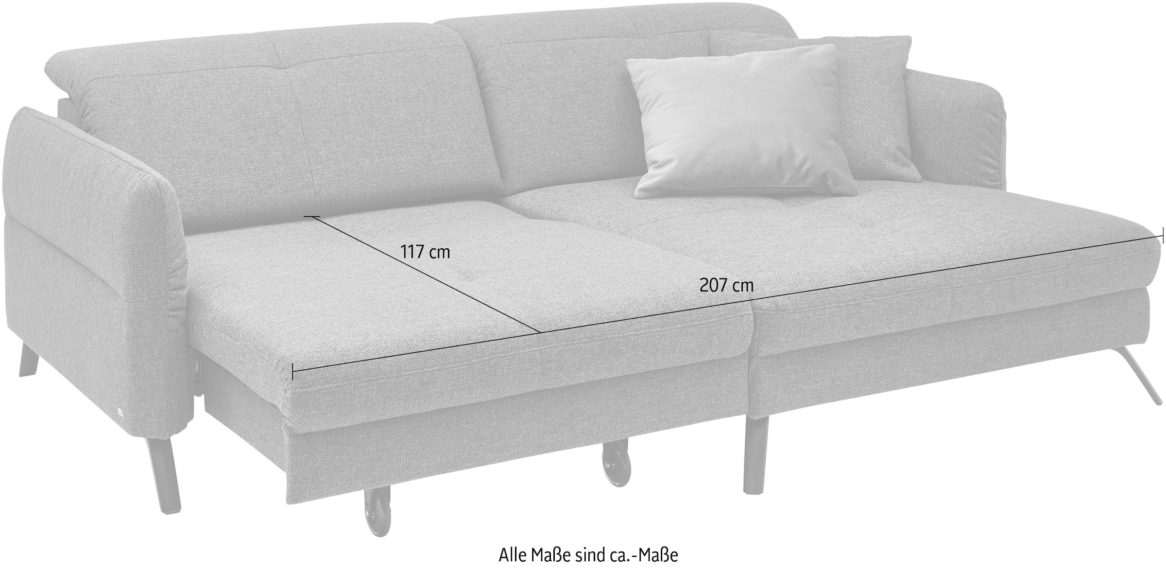 set one by Musterring Ecksofa »SO 4400 V«, wahlweise mit motorischer Bettfunktion & Kopfverstellung, Fuß schwarz