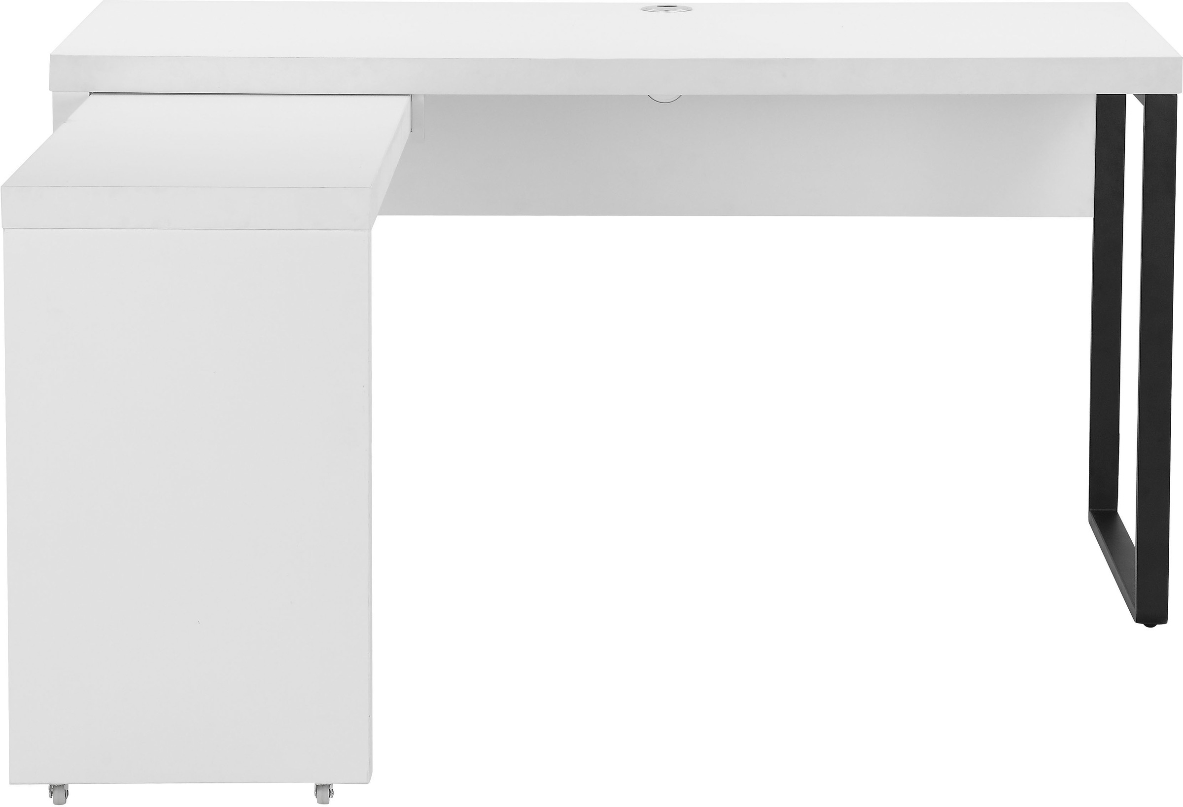 Places of Style »Maniago, rollbarem weißer Element, Computertisch;«, | cm 140x81-131 Eckschreibtisch BAUR mit Schreibtisch