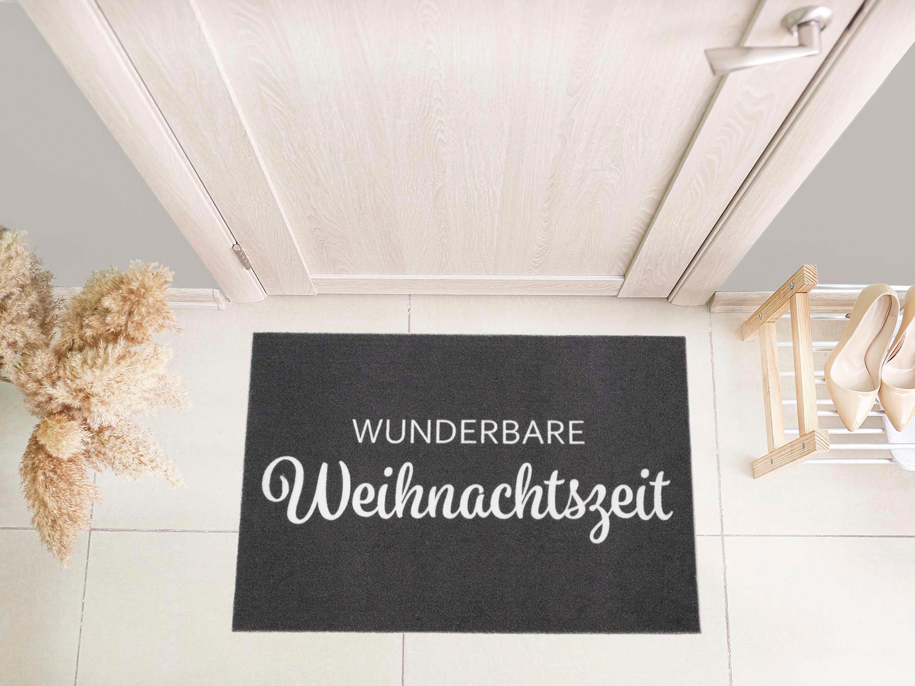 Primaflor-Ideen in Textil Fußmatte »VELVET - WEIHNACHTSZEIT, Made in Belgium«, rechteckig, 5 mm Höhe, Schmutzfangmatte, Weihnachten, mit Spruch, waschbar, rutschhemmend
