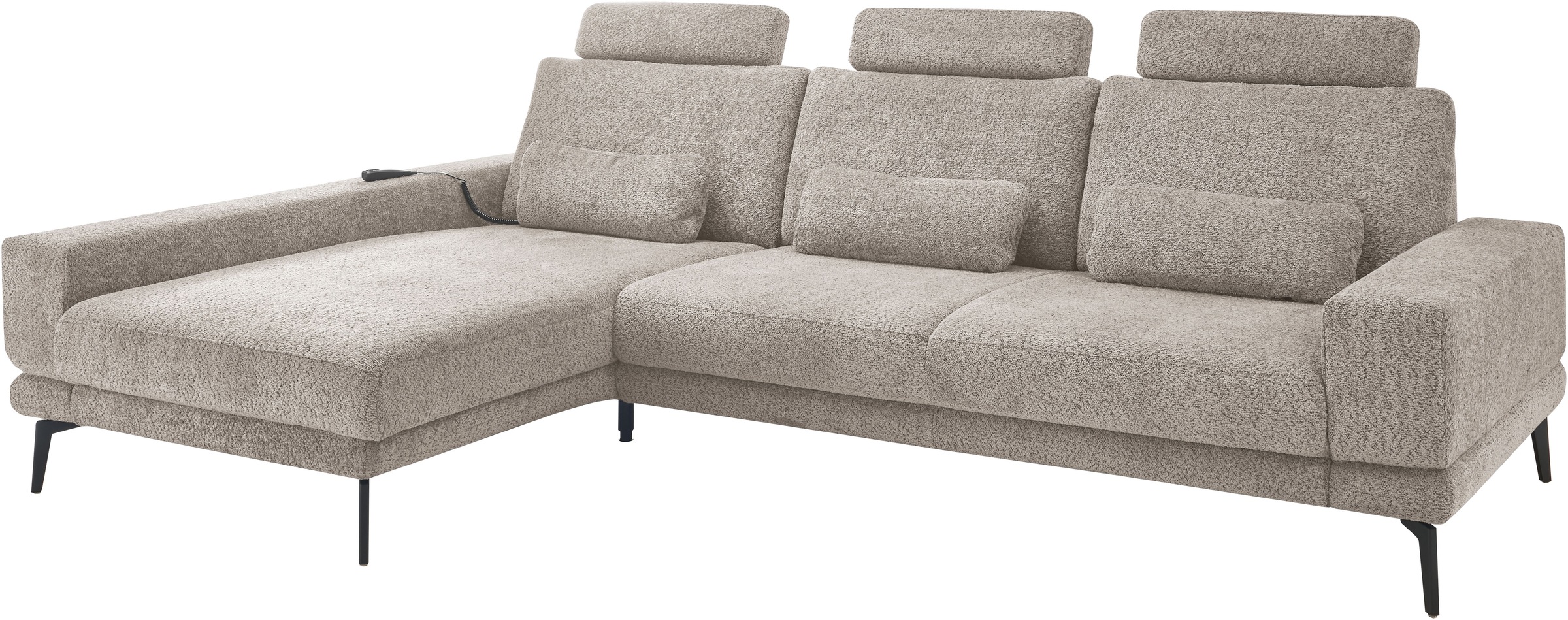 set one by Musterring Ecksofa »SO 3600, inkl motor. Sitztiefenverstellung, Kopfstützen, Nierenkissen«, Sitzhöhe 42 cm, Kaltschaum, Breite 293 x Tiefe 180 cm, Kama stone