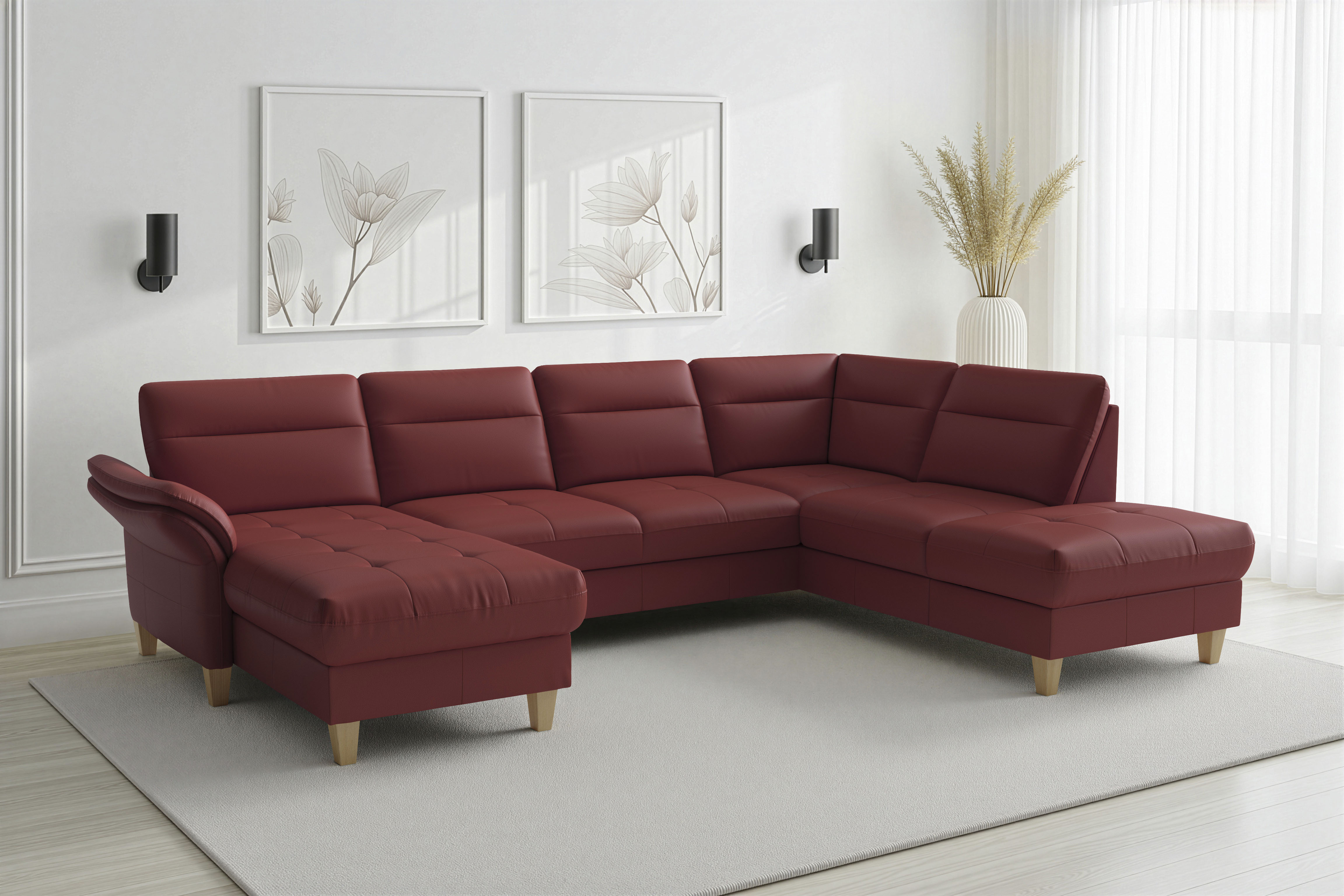 sit&more Wohnlandschaft "Pamela U-Form, B: 292 cm, optional Schlaffunktion & Bettkasten, Leder"