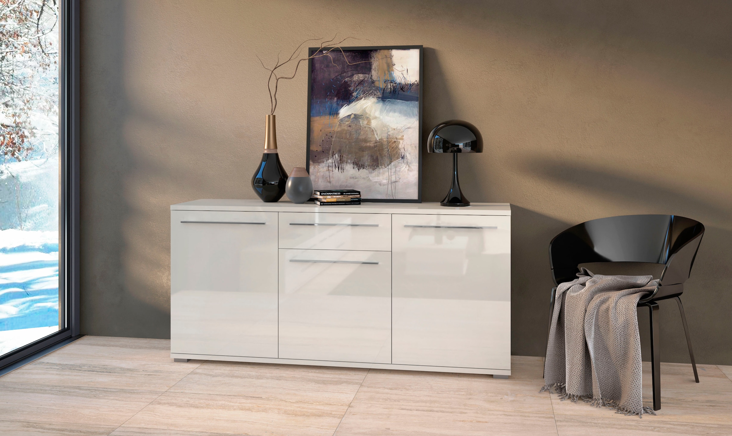Places of Style Kommode "Piano", (H/B/T): 84,6/150/45,2cm), UV lackiert, So günstig online kaufen