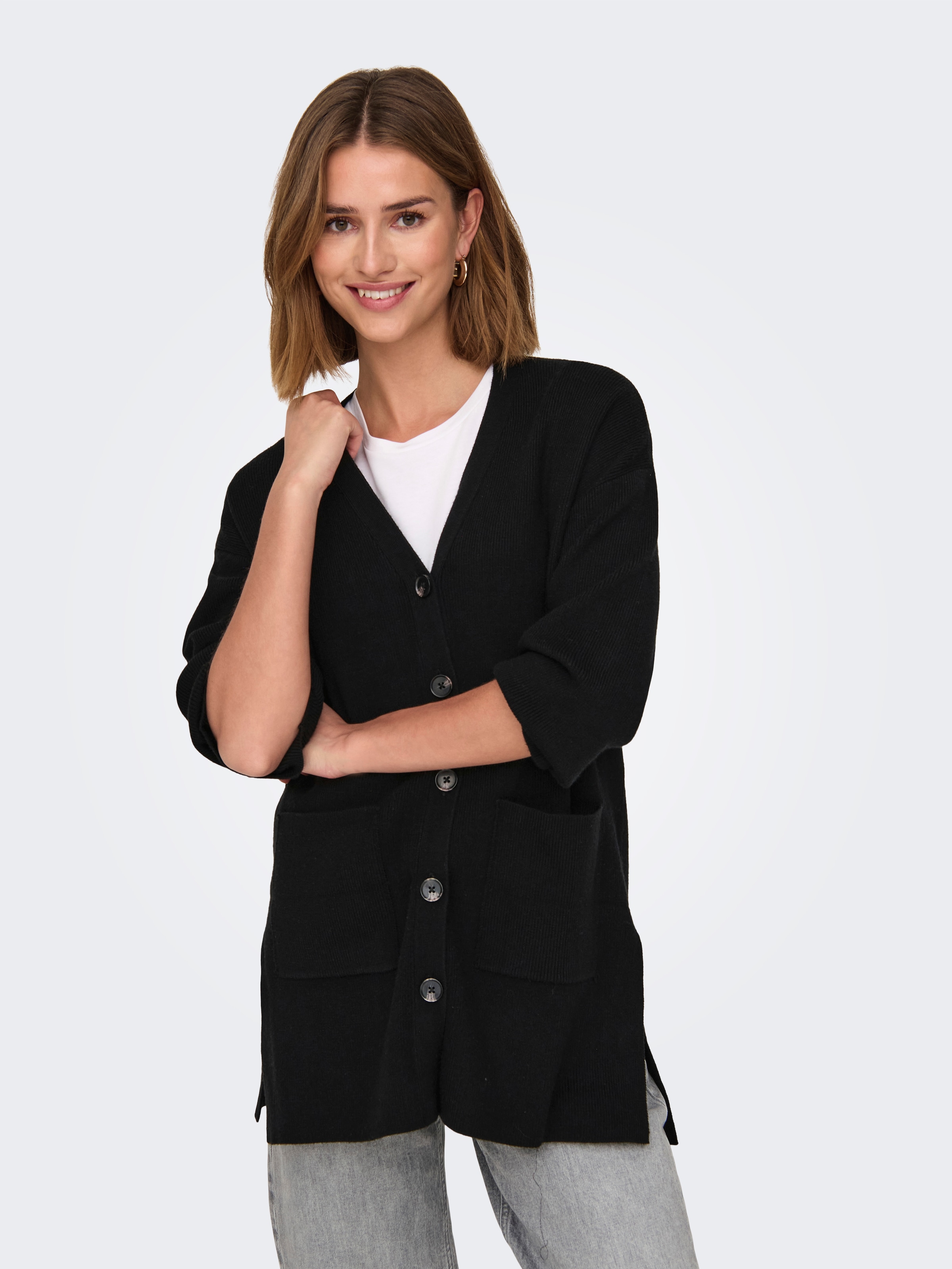 ONLY Strickjacke »ONLKATIA LS RIB V LOOSE CARDIGAN CC KNT«