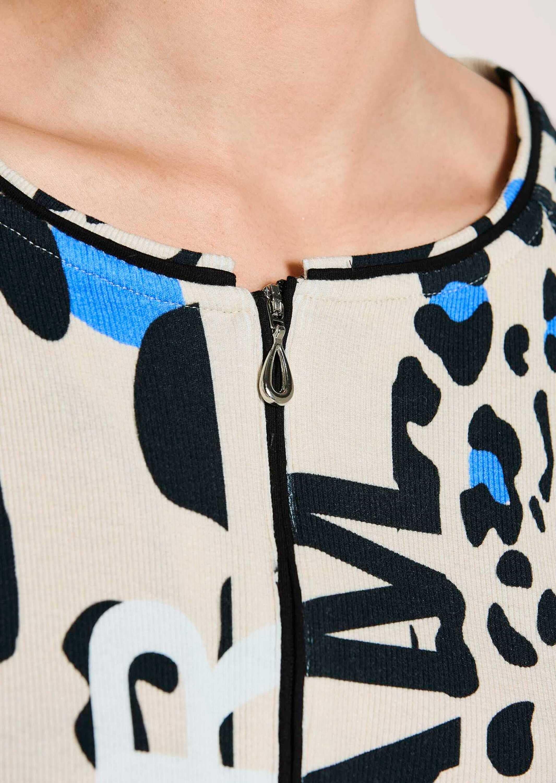 MADELEINE Langarmshirt »Shirtjacke Sportiver Halbarm Shirtblazer mit Print« Rippenqualität
