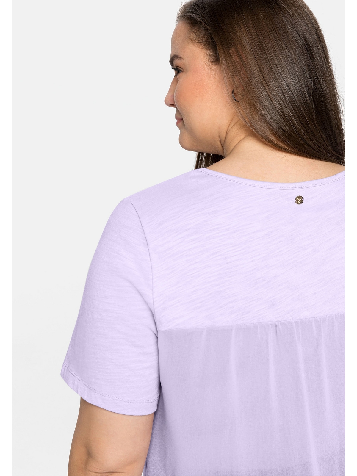 Sheego T-Shirt »Große Größen«, im Materialmix, in A-Linie für kaufen | BAUR | V-Shirts