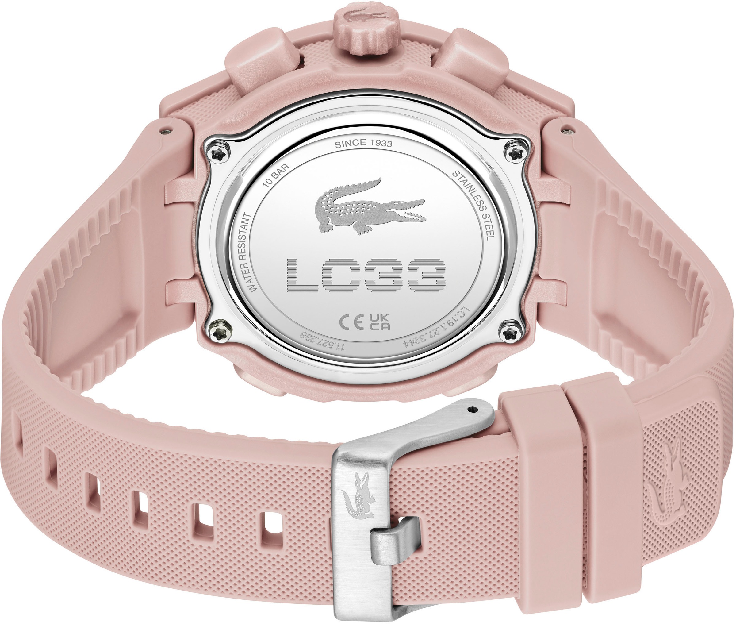 Lacoste Quarzuhr »LC33«, Armbanduhr, Damenuhr, Silikonarmband, analog, digital, Stoppfunktion