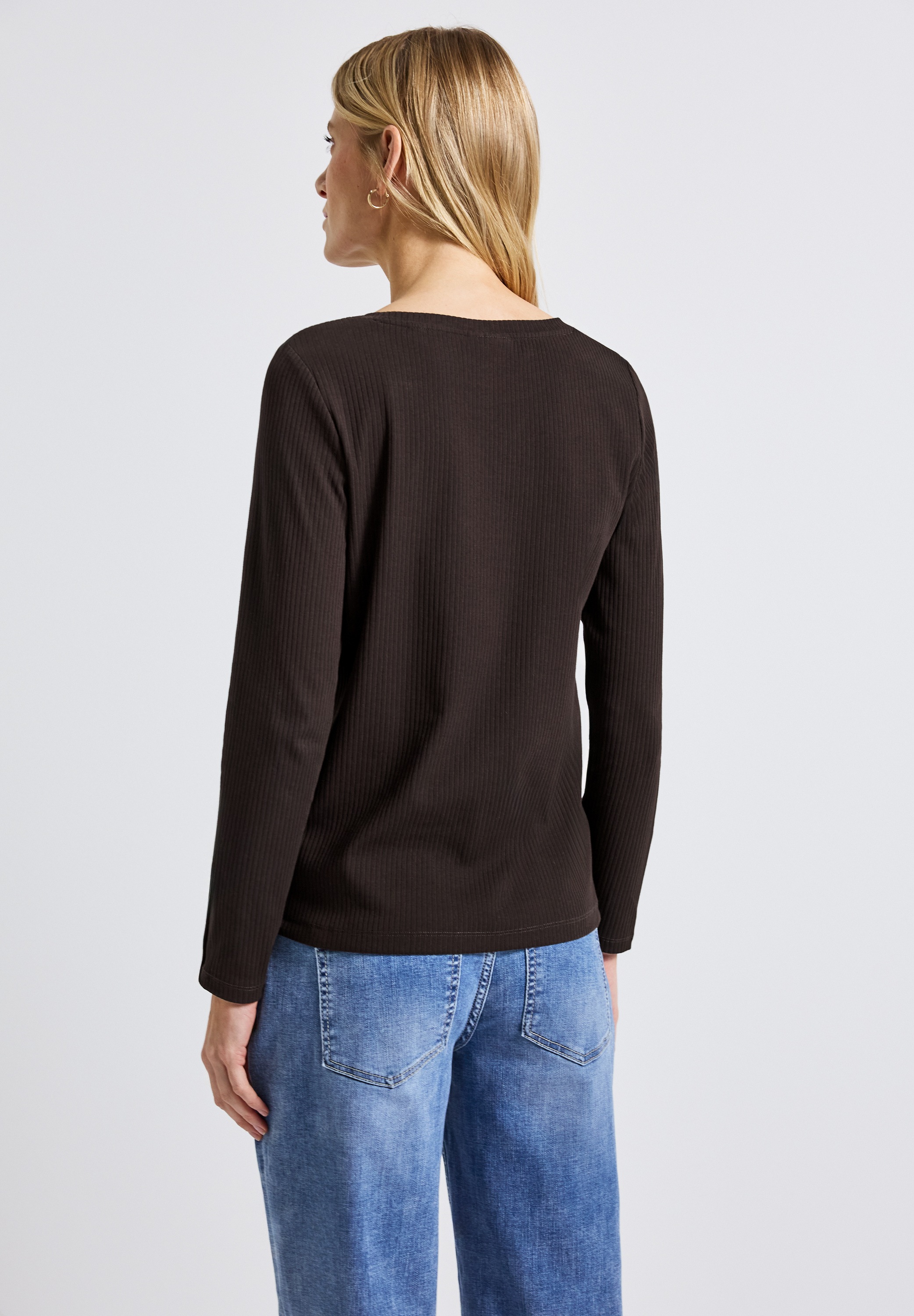 STREET ONE Langarmshirt, aus Baumwolle mit Stretchante