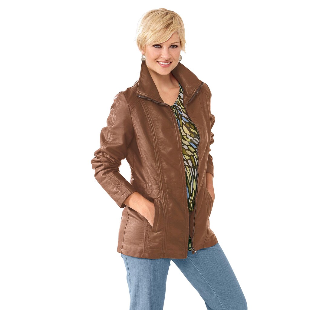 Classic Basics Lederimitatjacke, ohne Kapuze