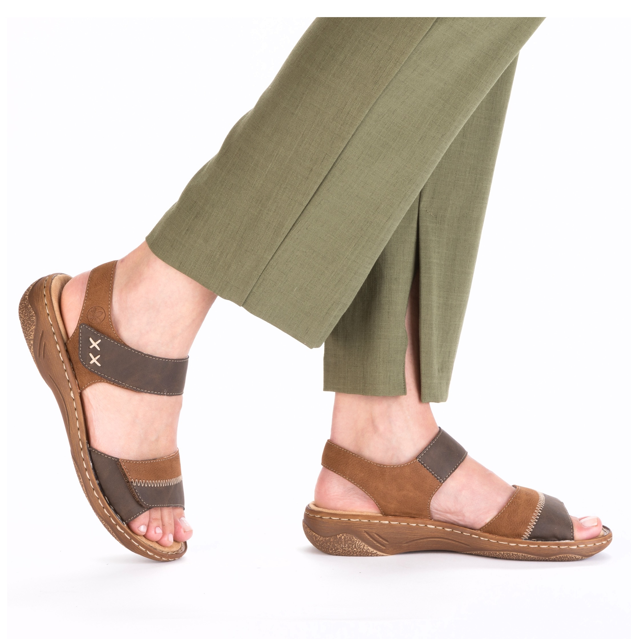 Rieker Sandale, Riemchensandale, Sommerschuh, Sandalette, Klettschuh mit Keilabsatz