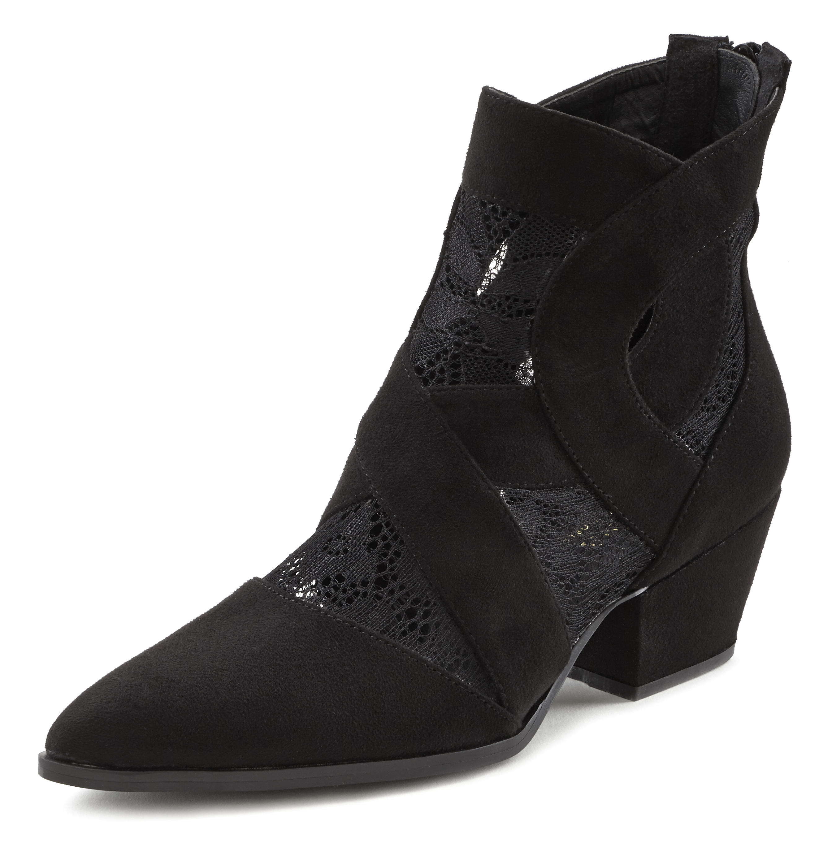 Stiefelette, Cowboy Boots, Westernstiefel, Spitzeneinsatz & bequemer Blockabsatz