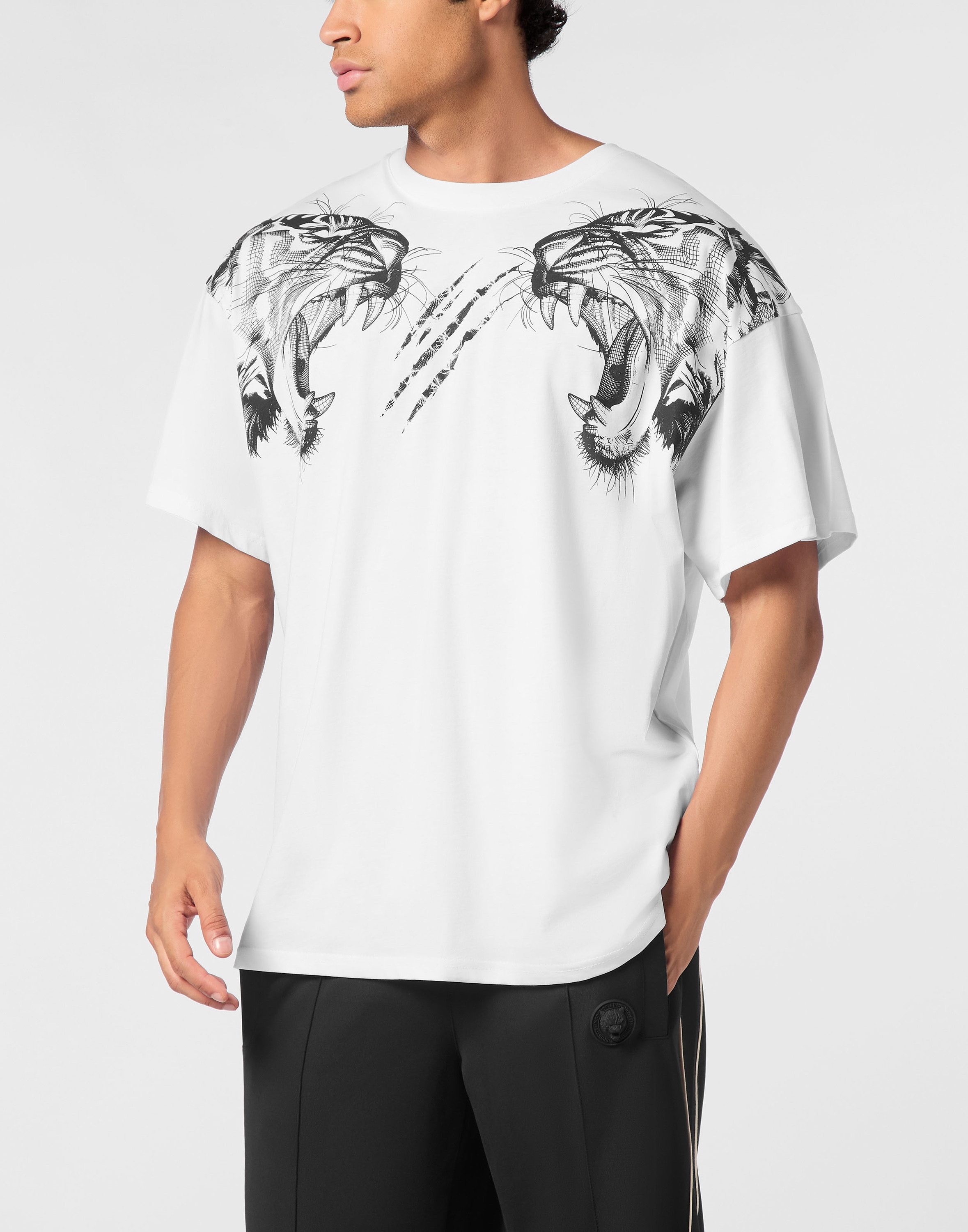 PLEIN SPORT T-Shirt »Cotton Round Neck T-Shirt Tiger Line«