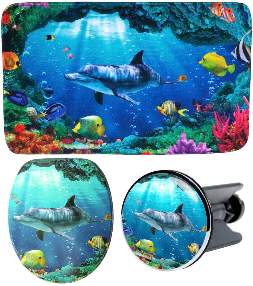 Sanilo Badaccessoire-Set "Delphin Korallen" bestehend aus WC-Sitz, Badteppi günstig online kaufen