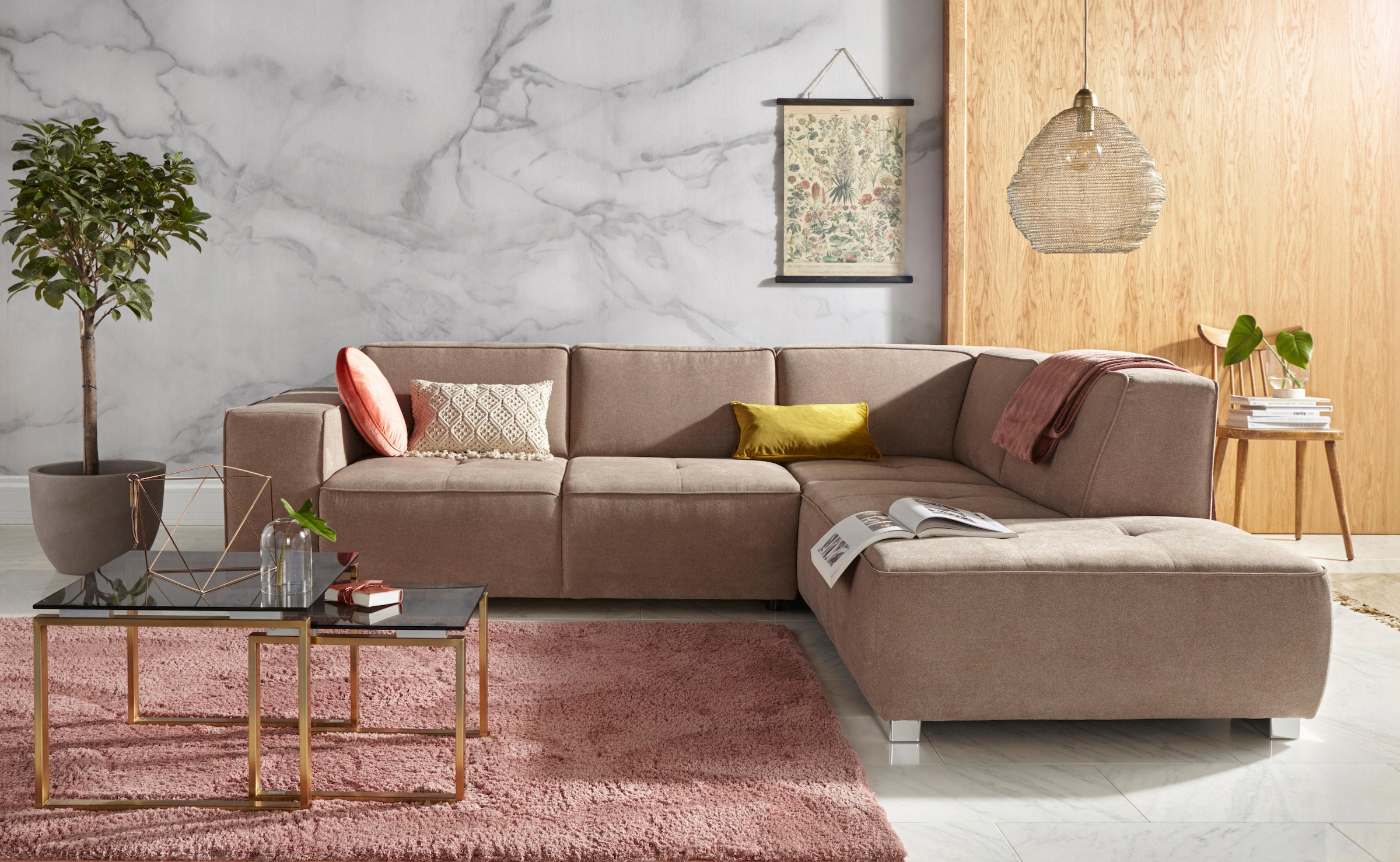 INOSIGN Ecksofa "Sapporo L-Form" wahlweise Bettfunktion oder Sitztiefenvers günstig online kaufen