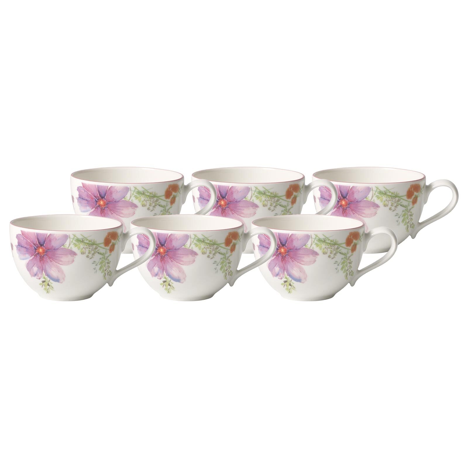 Villeroy & Boch Tasse "Kaffee Obertasse Mariefleur Basic 250 ml 6er Set bunt" Spülmaschinengeeignet, Mikrowellenfest