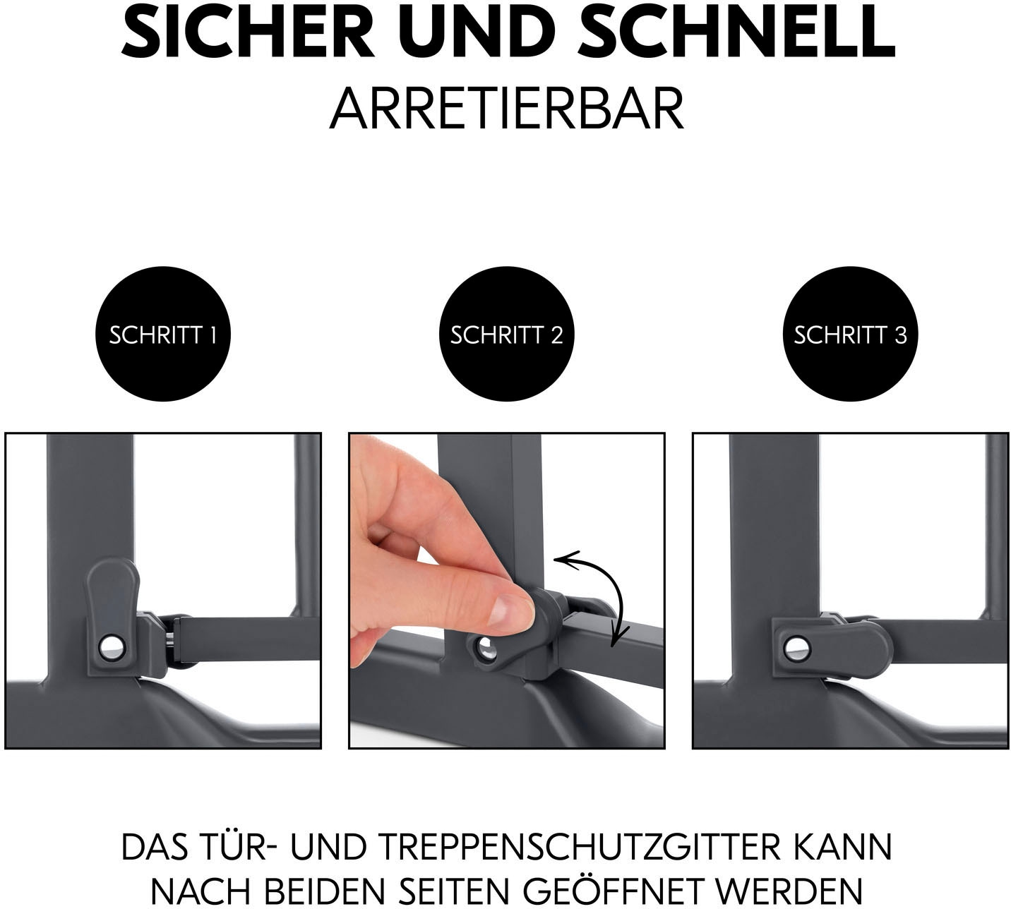 Hauck Türschutzgitter »Clear Step Autoclose 2 Set inklusive Verlängerung 9 cm, Dark Grey«, auch als Treppenschutzgitter verwendbar