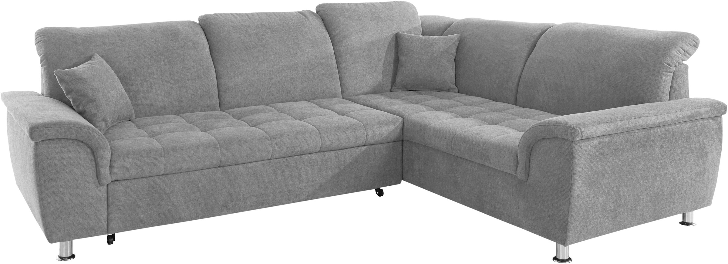 DOMO collection Ecksofa »Franzi, zeitlos und elegant, moderne Sitzheftung, L-Form«, wahlweise mit Kopfteilverstellung (dann Breite: 275 cm)