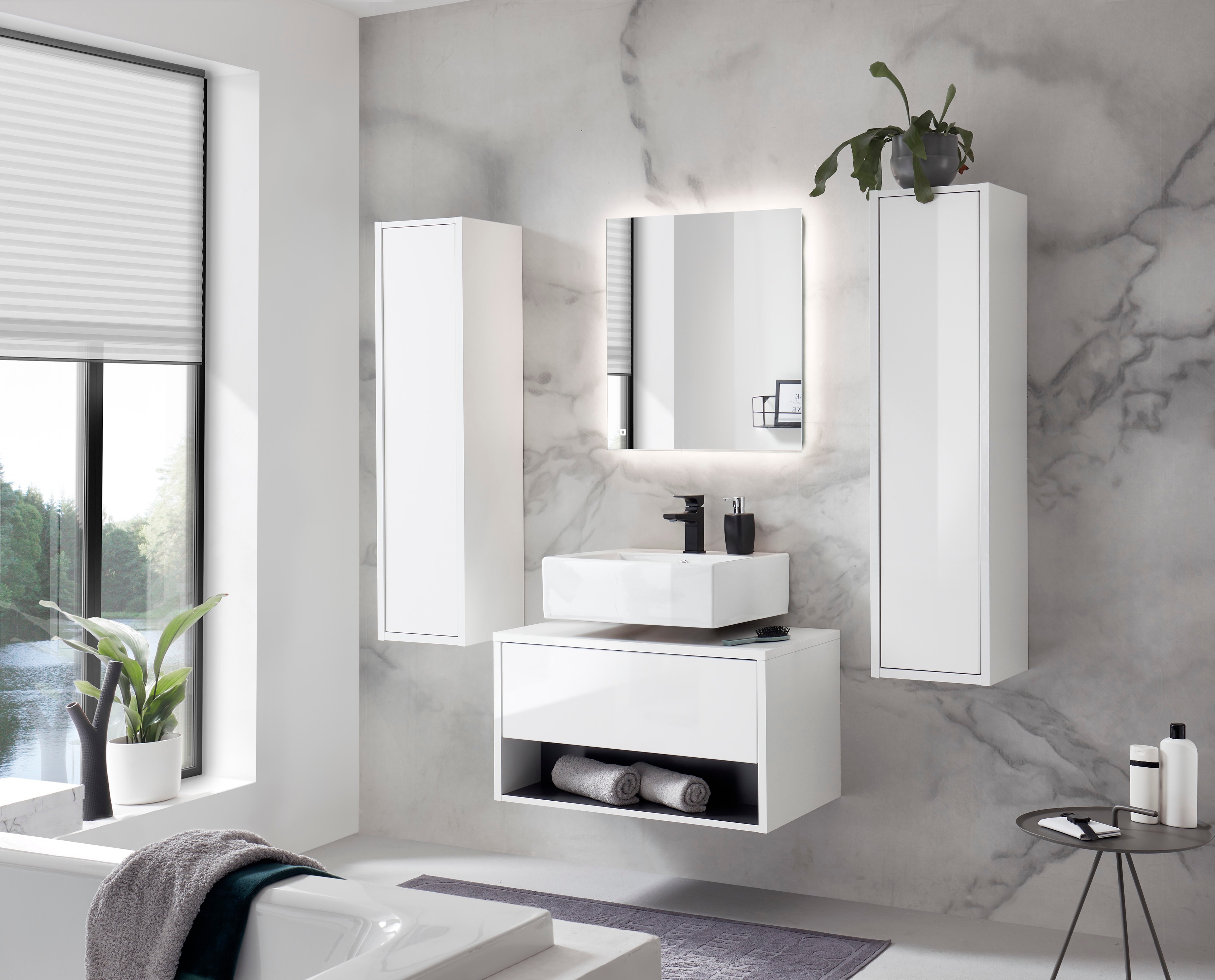 Thumbnail - Home affaire Badmöbel-Set "Studio Line, Bad im modernen Design, 4-teiliges Badezimmer" 4 Stk. tlg.