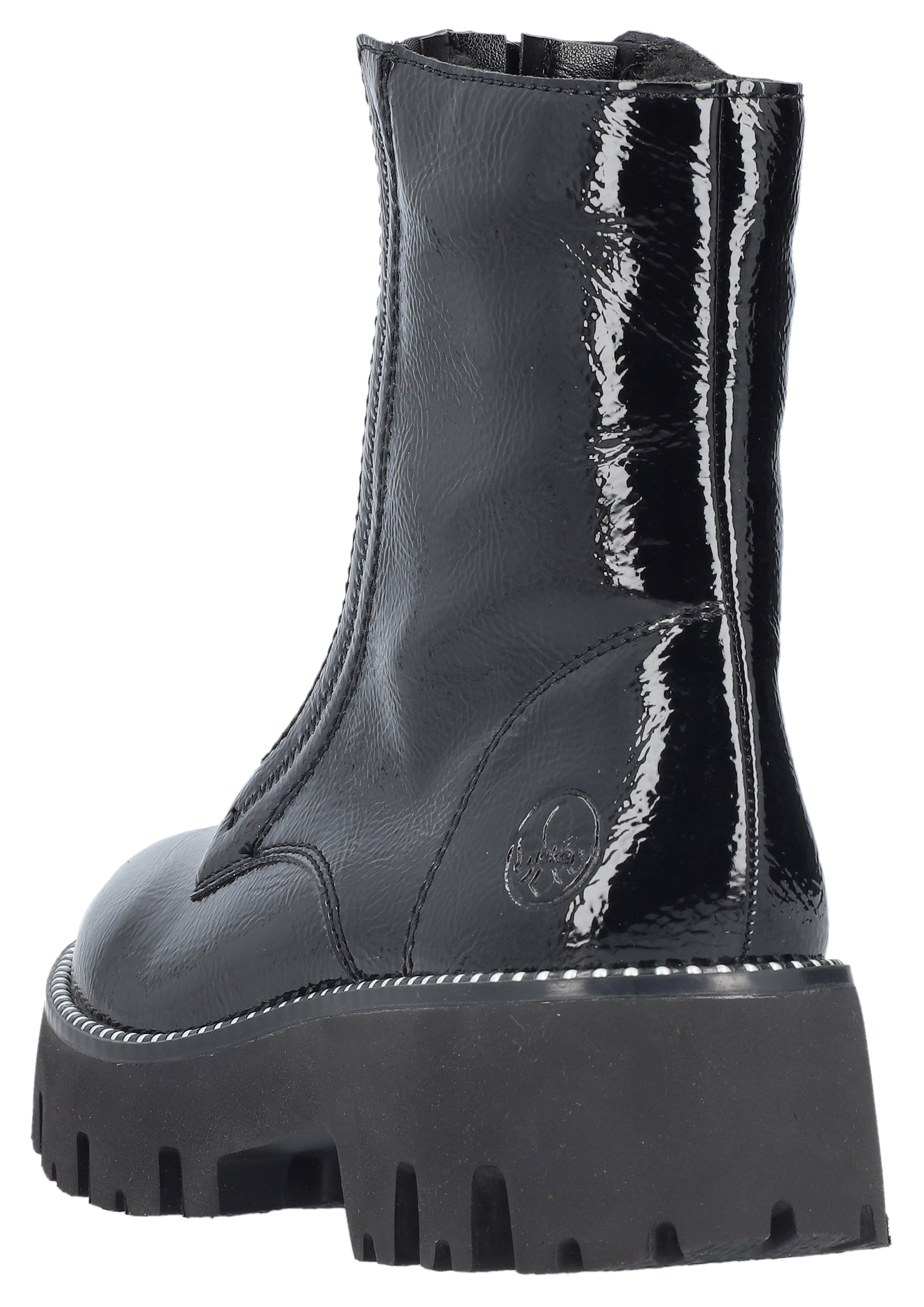 Rieker Winterstiefelette, Boots, Front Reißverschluss, Profilsohle, Nieten besetzter Rahmen