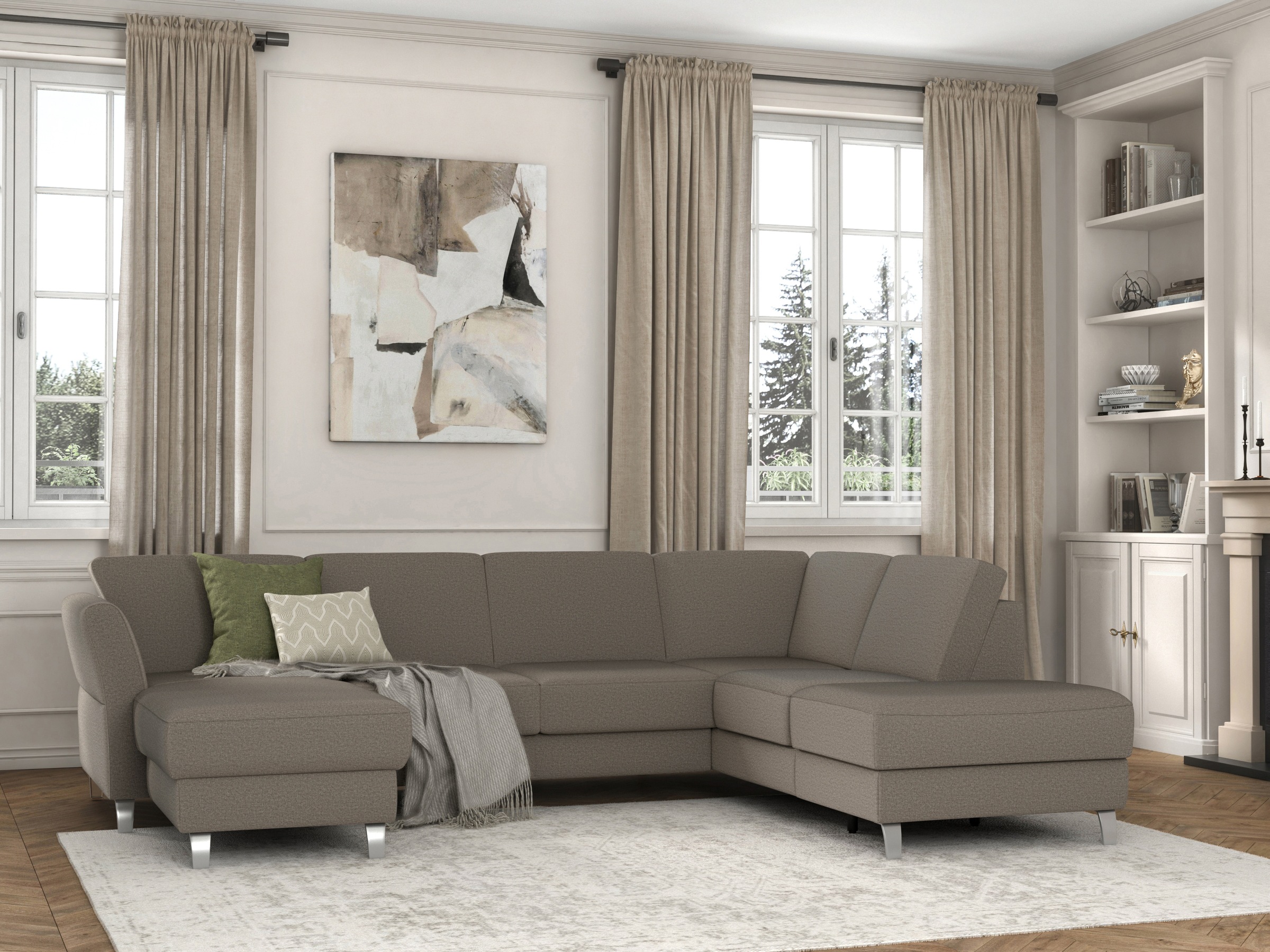 sit&more Wohnlandschaft »Visby U-Form«, Wahlweise mit Bettfunktion und Stauraum, frei im Raum stellbar