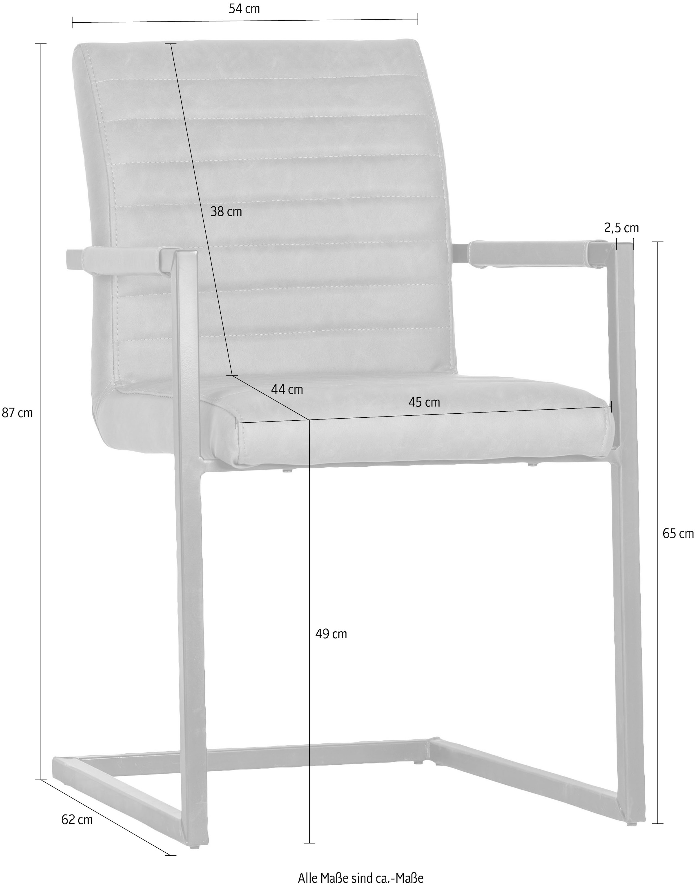 WOOOD Esszimmerstuhl »BASS«, 2 St., Kunstleder, Freischwinger, Breite 54 cm