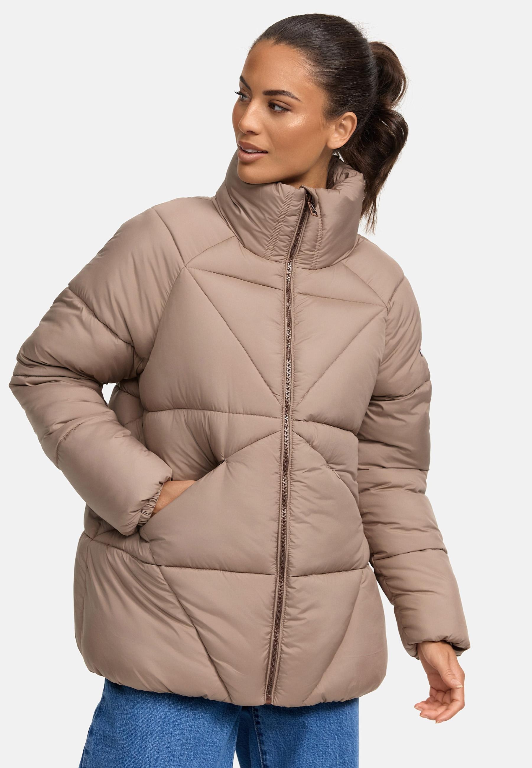 Navahoo Steppjacke »Schokolinaa 14«, ohne Kapuze, Winterjacke mit modischer Steppung & hohem Kragen
