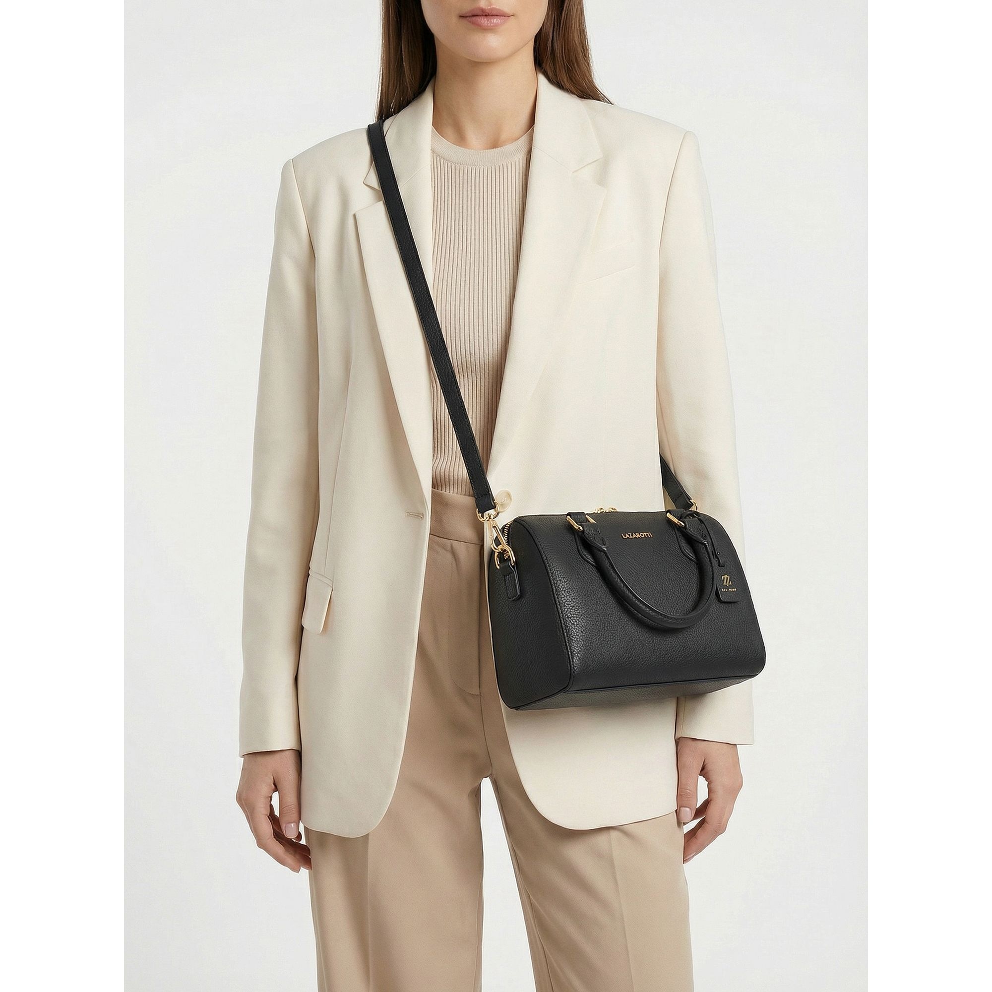 Lazarotti Henkeltasche »Bologna Leather Bowling-Bag Handtasche Crossbody Leder 26 cm«