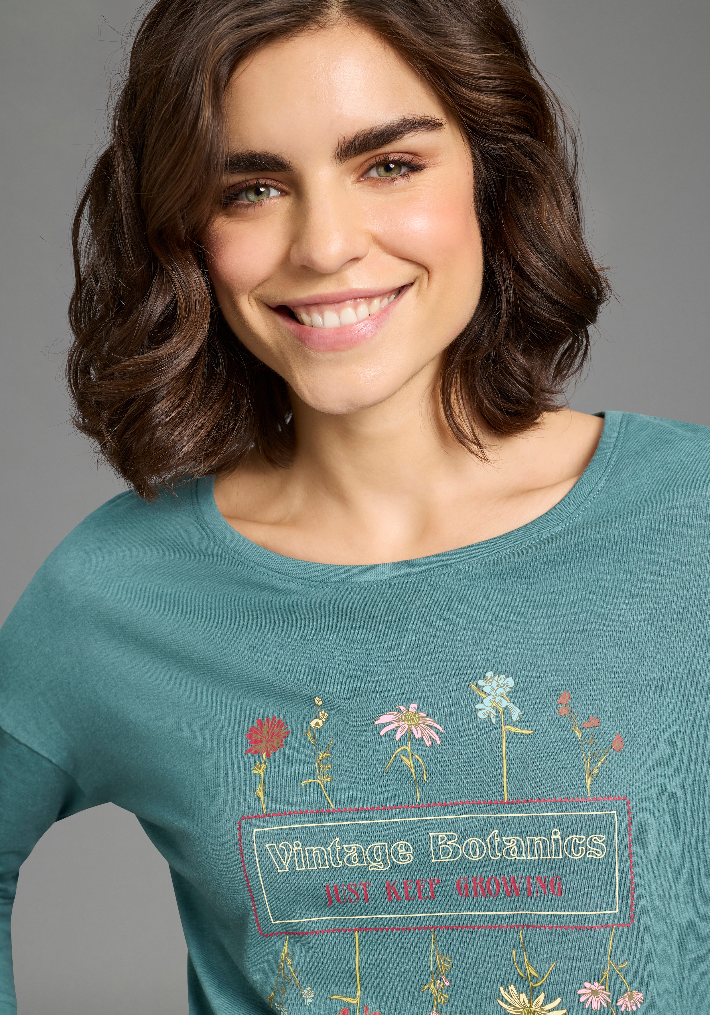 Thumbnail - KangaROOS 3/4-Arm-Shirt Loose Fit Passform, 3/4-Ärmel, Rundhalsausschnitt