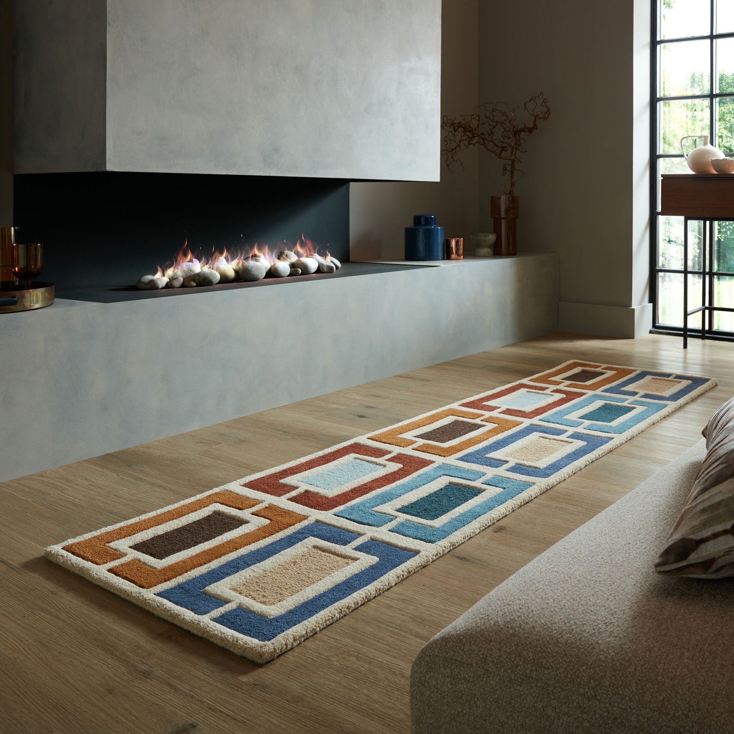 FLAIR RUGS Wollteppich "Retro Blocks mit Hoch-Tief-Effekt" rechteckig 10 mm günstig online kaufen