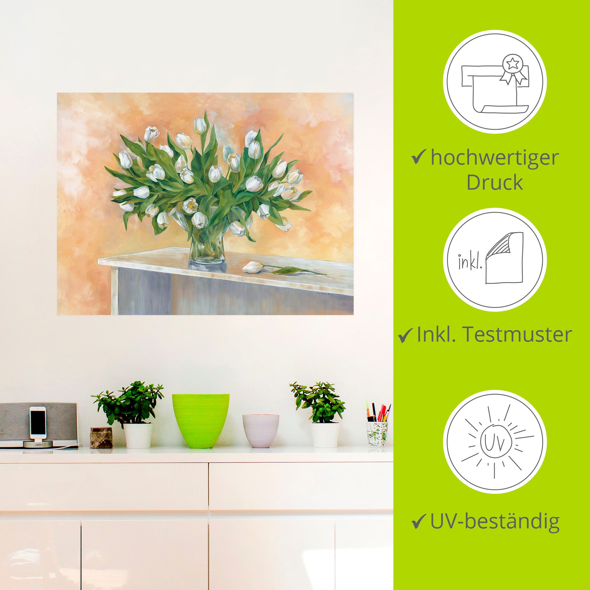 Artland Wandbild »Weiße Tulpen«, Blumen, (1 St.), als Leinwandbild, Wandaufkleber in verschied. Größen
