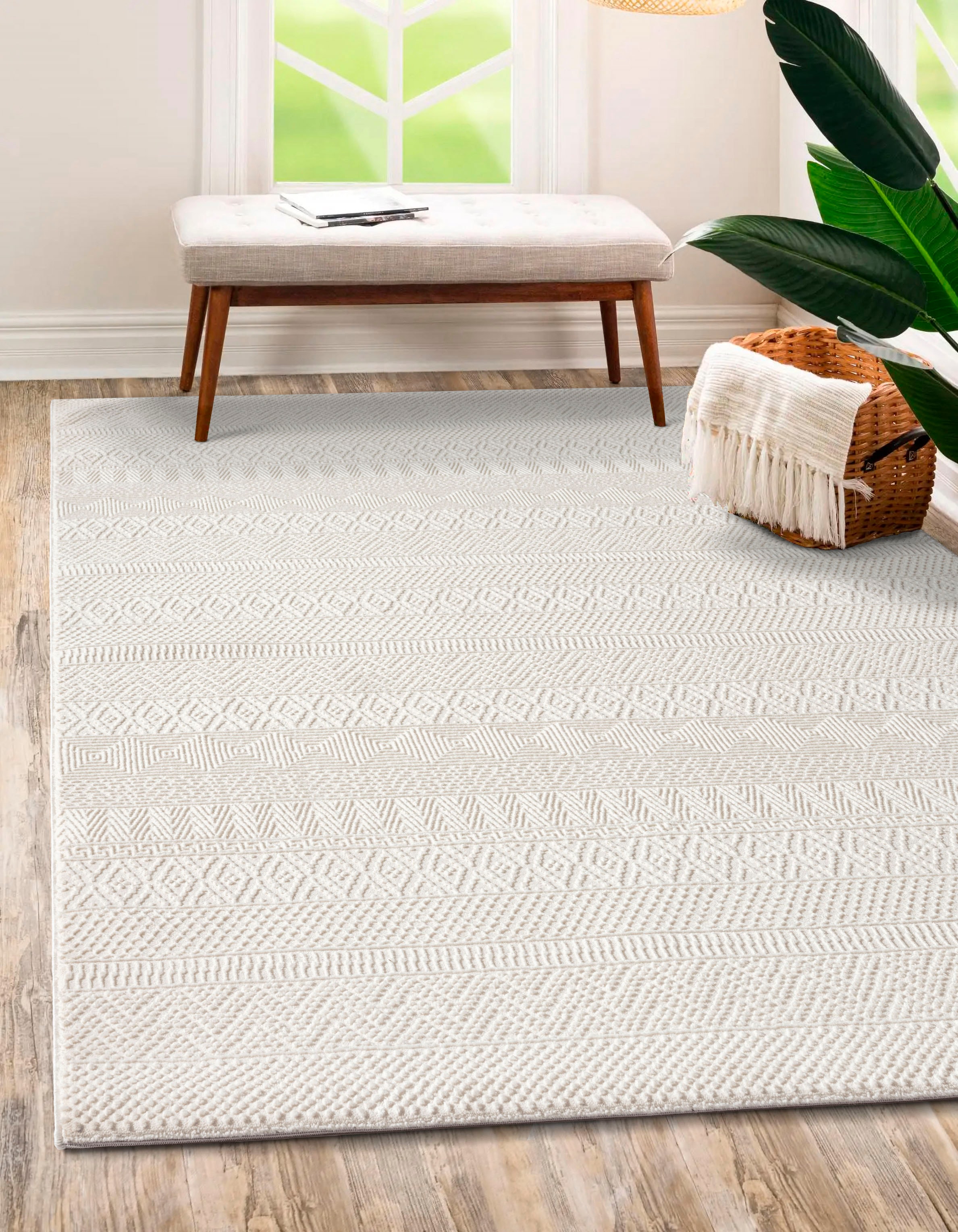 merinos Teppich "Sign 1901" rechteckig 12 mm Höhe Hoch Tief Struktur, Raute günstig online kaufen