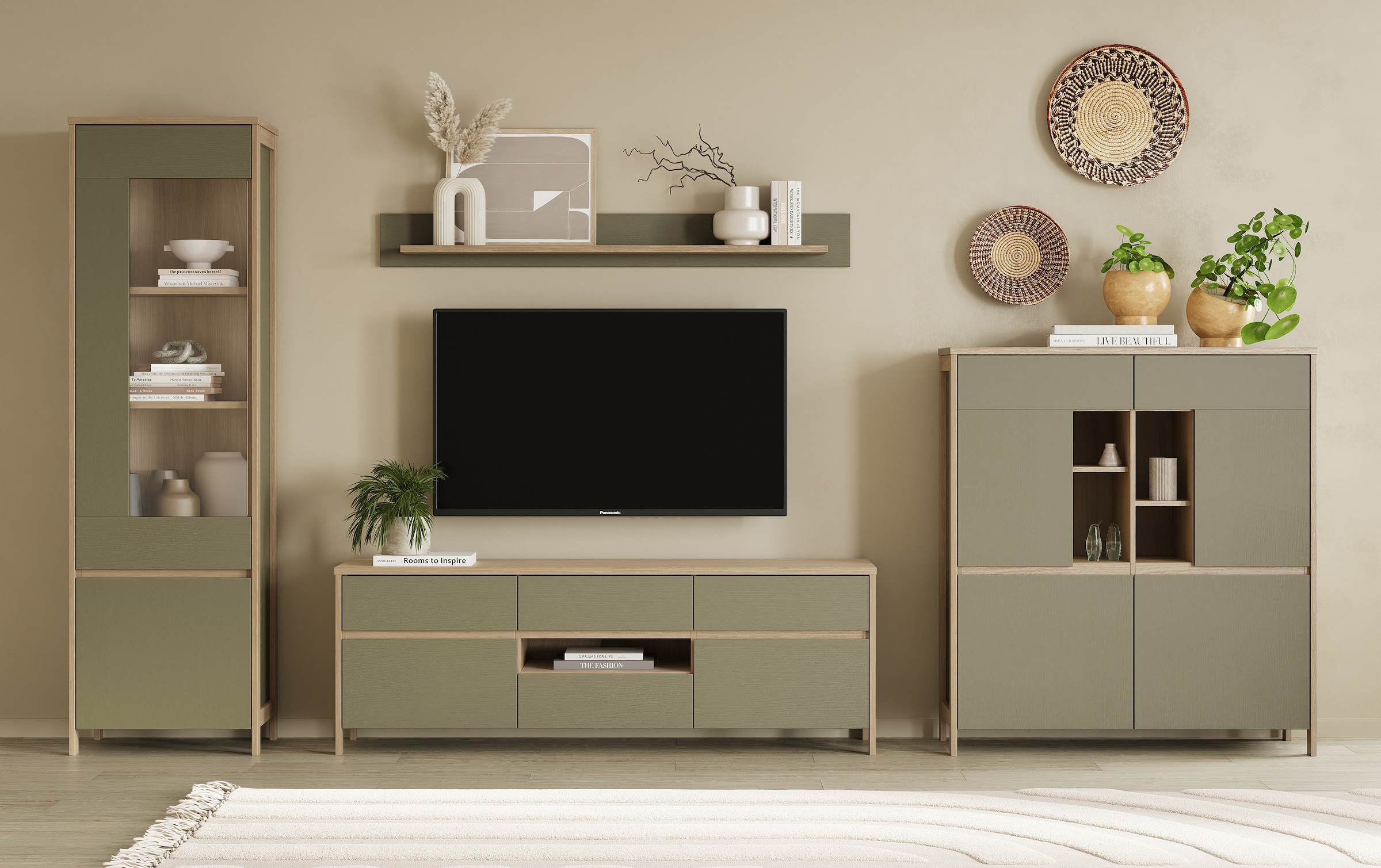 Home affaire Wohnwand "Stranda, moderne Anbauwand, Komplettset im Scandi-St günstig online kaufen