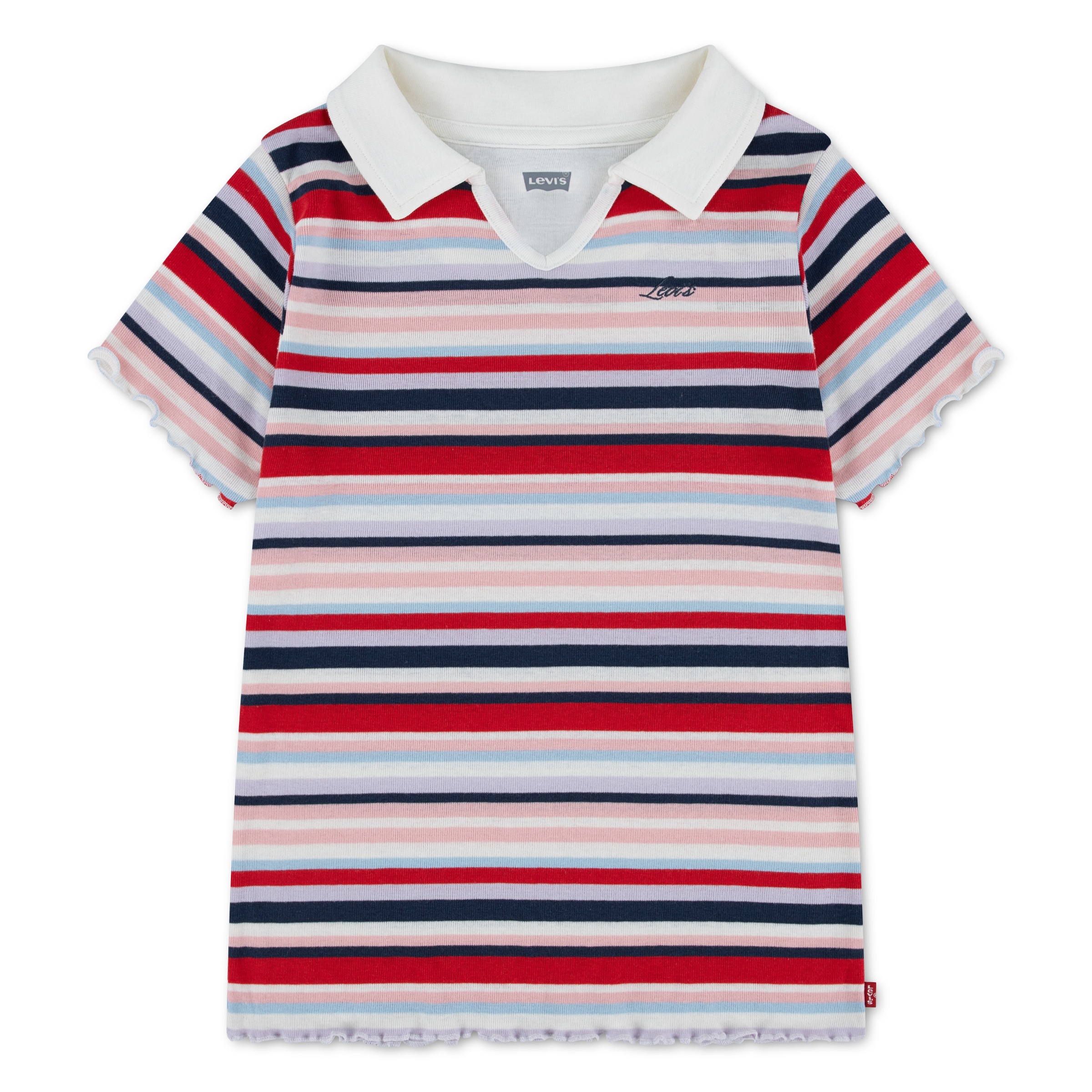 Levis Kids Poloshirt "LVG POLO SS KNIT TOP" mit gewellten Abschlüssen, im Streifendessin