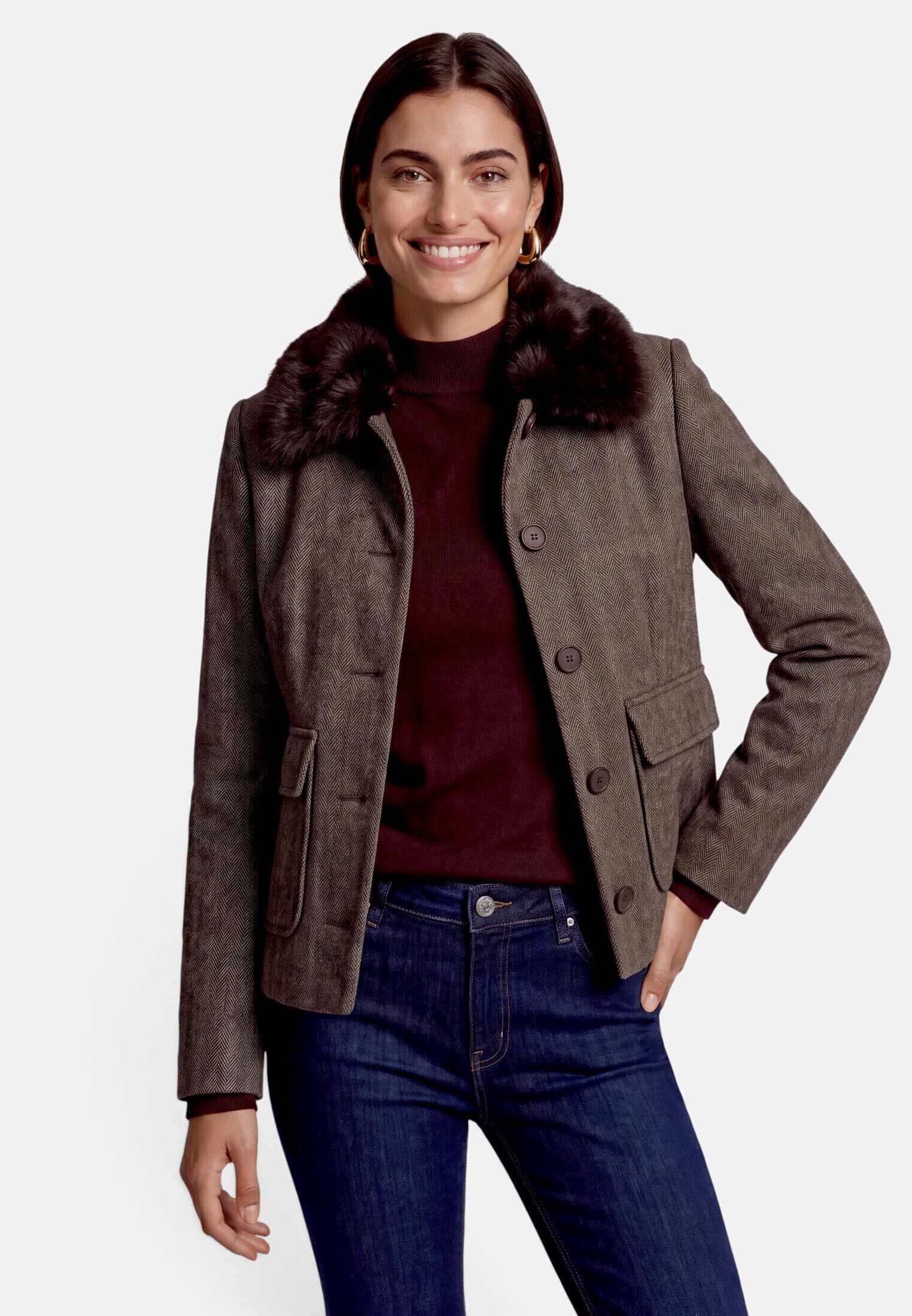 Zero Jackenblazer »Damen mit Kunstfellkragen« Material