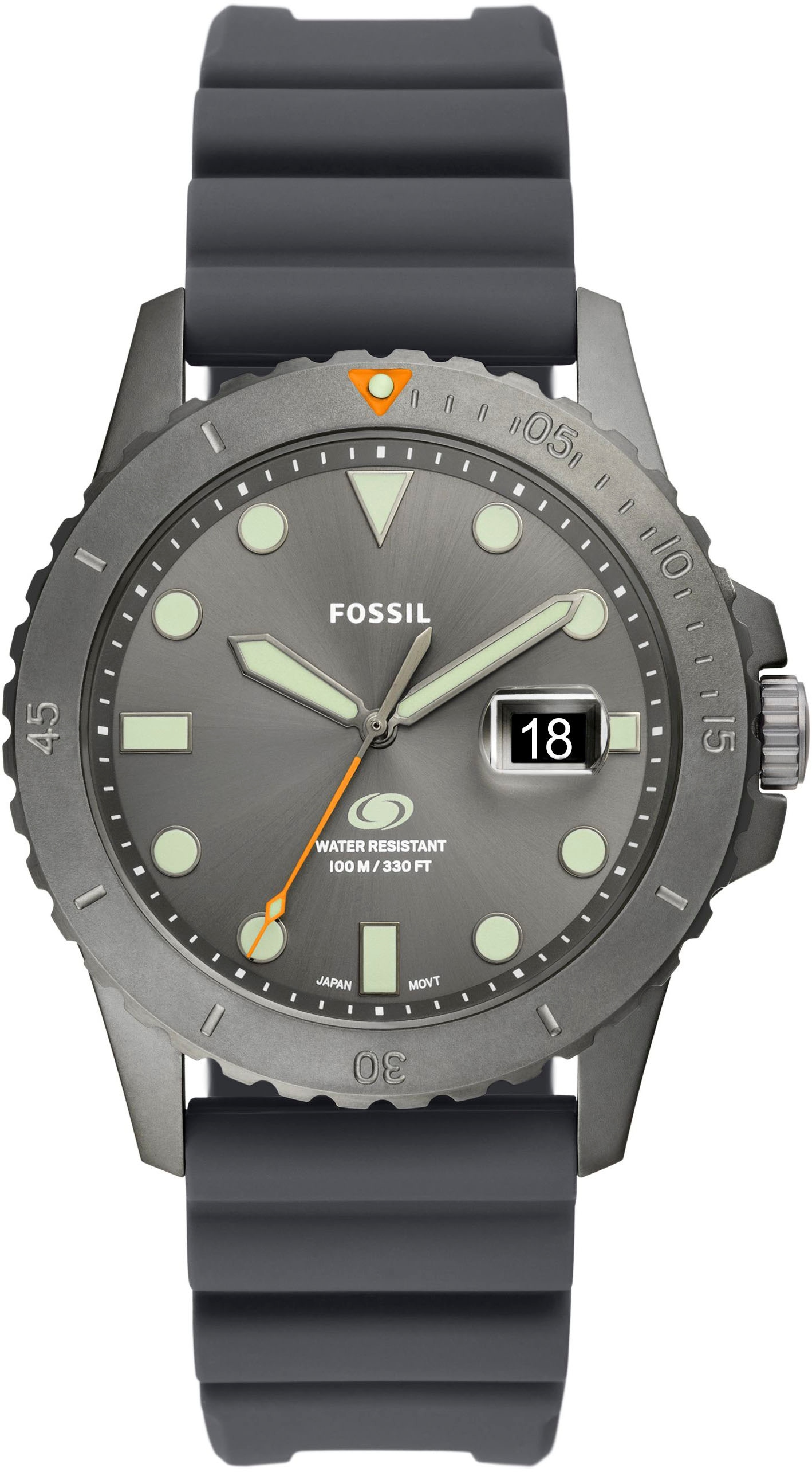 Fossil Quarzuhr »FOSSIL BLUE, FS5994«, Armbanduhr, Damenuhr, Datum, Silikonarmband, bis 10 bar wasserdicht