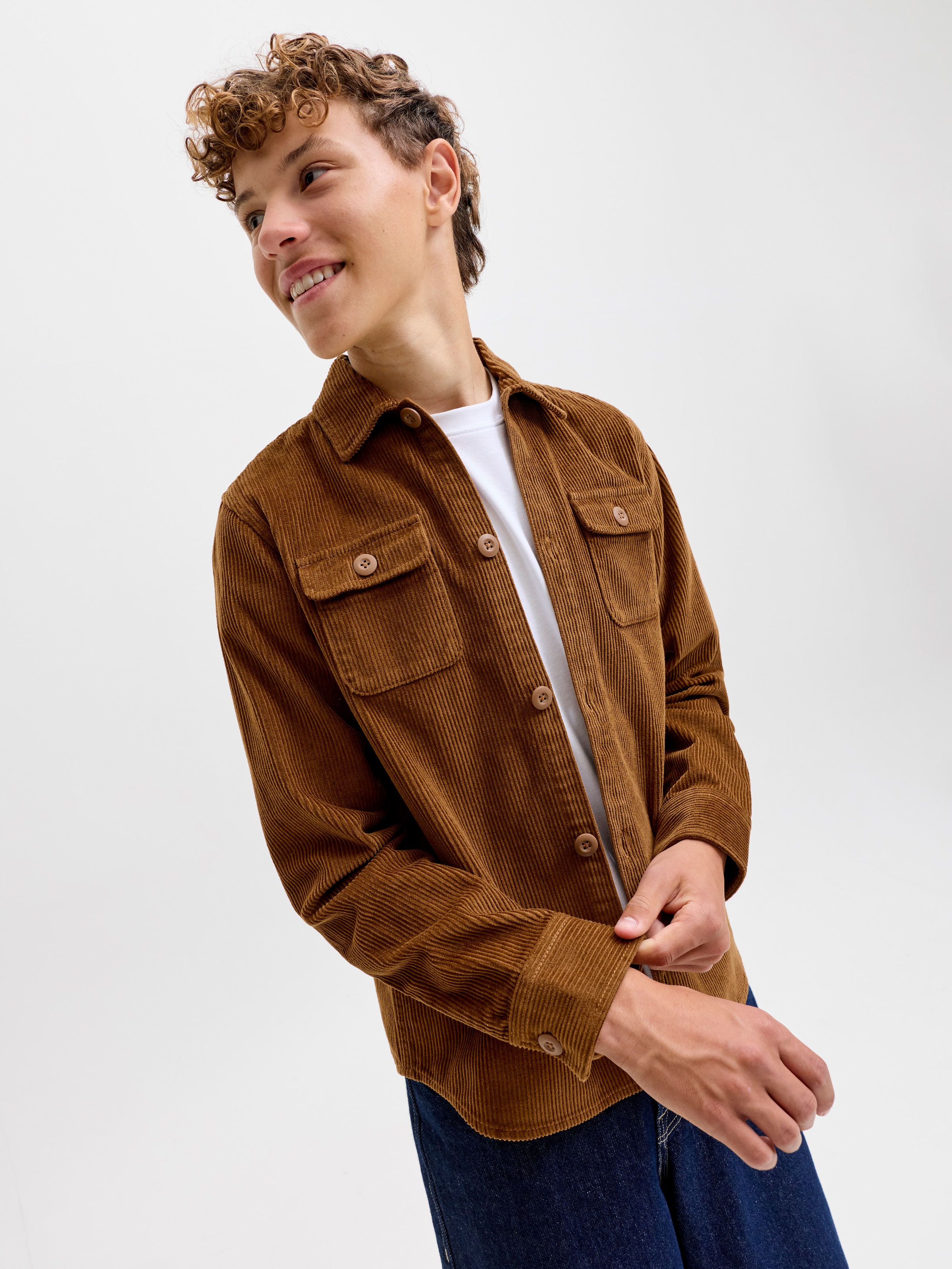 Jack & Jones Junior Langarmhemd »JJEREGENT CORD OVERSHIRT LS JNR« Baumwolle, locker geschnitten