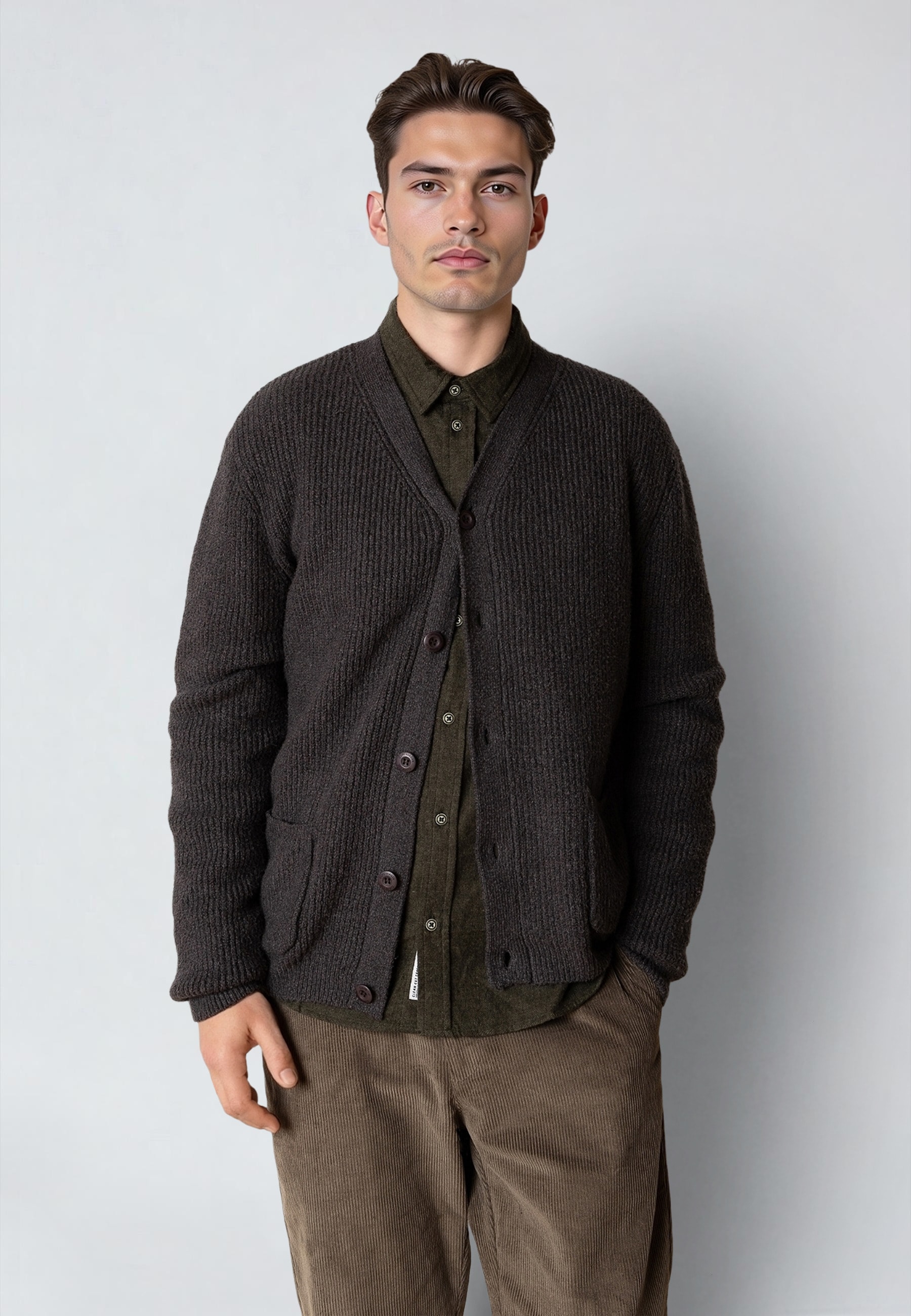 Clean Cut Copenhagen Strickfleecejacke »Clean Cut Copenhagen Brooks Cardigan« 1 Stk. tlg. ohne Kapuze