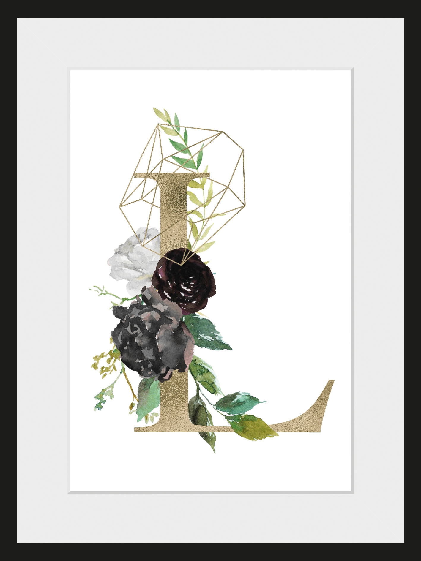 queence Bild »L«, L-Buchstaben-Pflanzen-Pflanzenbilder, (1 St.), HD Premium Poster-Druck inkl. Holzrahmen