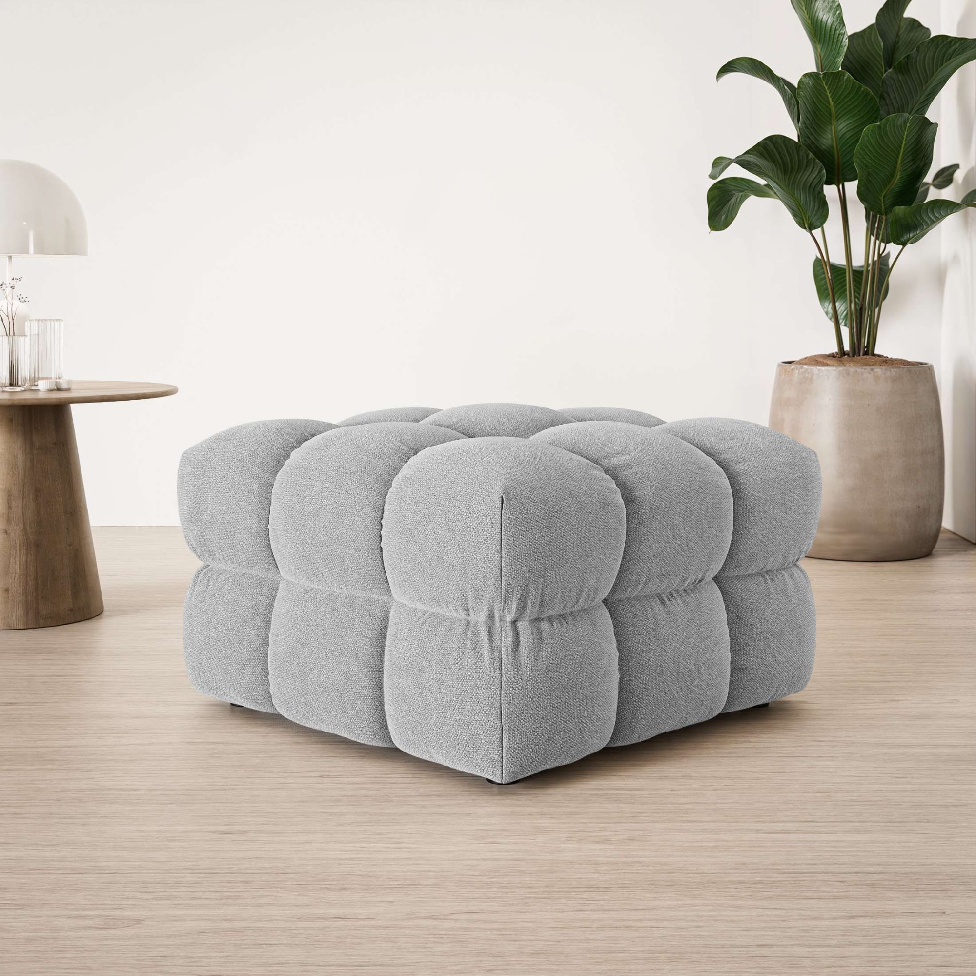s.Oliver Polsterhocker "COBBO Sitzhocker Bubble-Optik, Maße B/T/H: 80/80/48 cm" passend zum Sofa, moderne Steppung und hoher Sitzkomfort