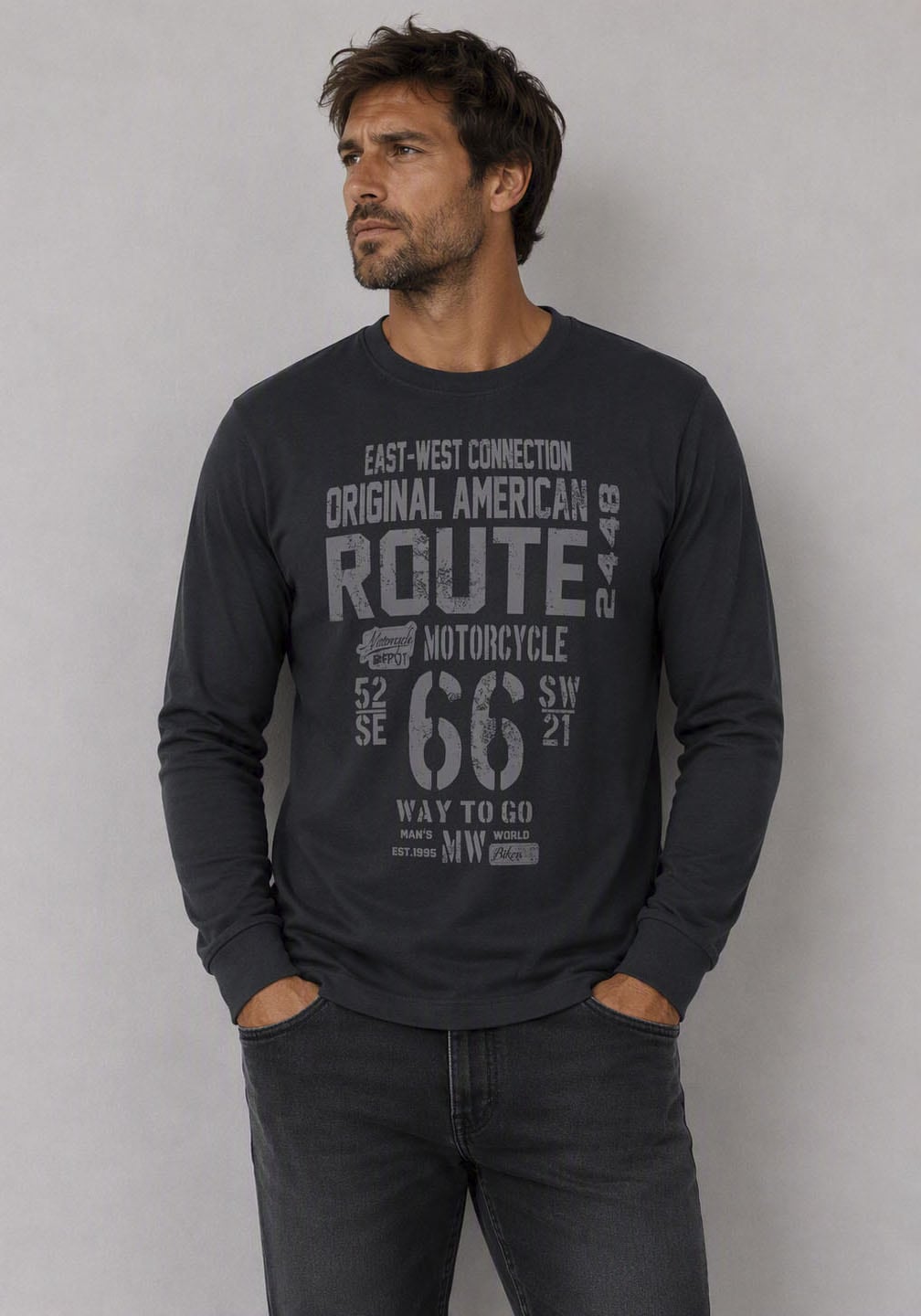 Man's World Rundhalsshirt »Neue Kollektion!« mit Bündchen
