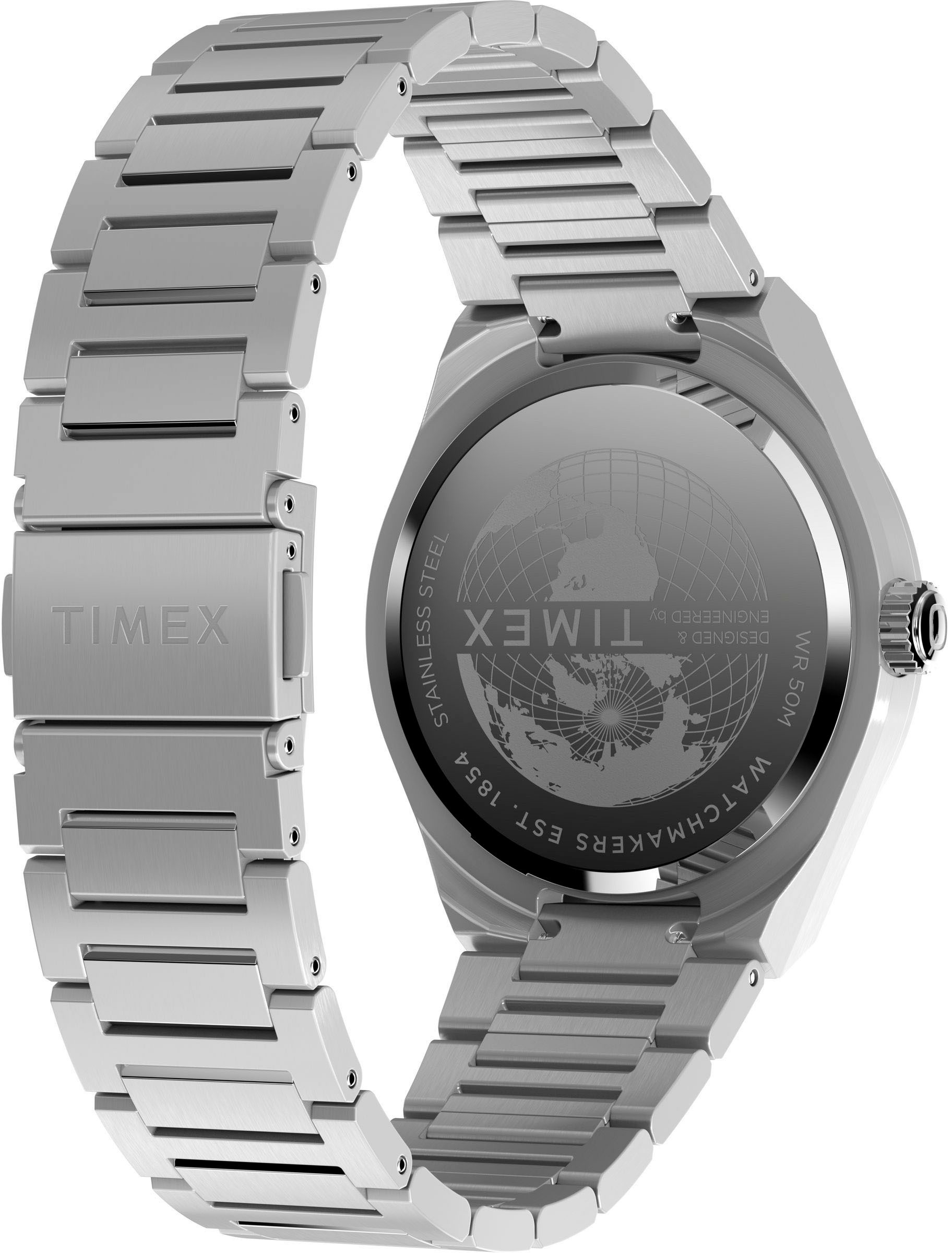 Timex Quarzuhr »CONTINENTAL GMT«, Armbanduhr, Herrenuhr,Edelstahlarmband,Datum, Leuchtzeiger
