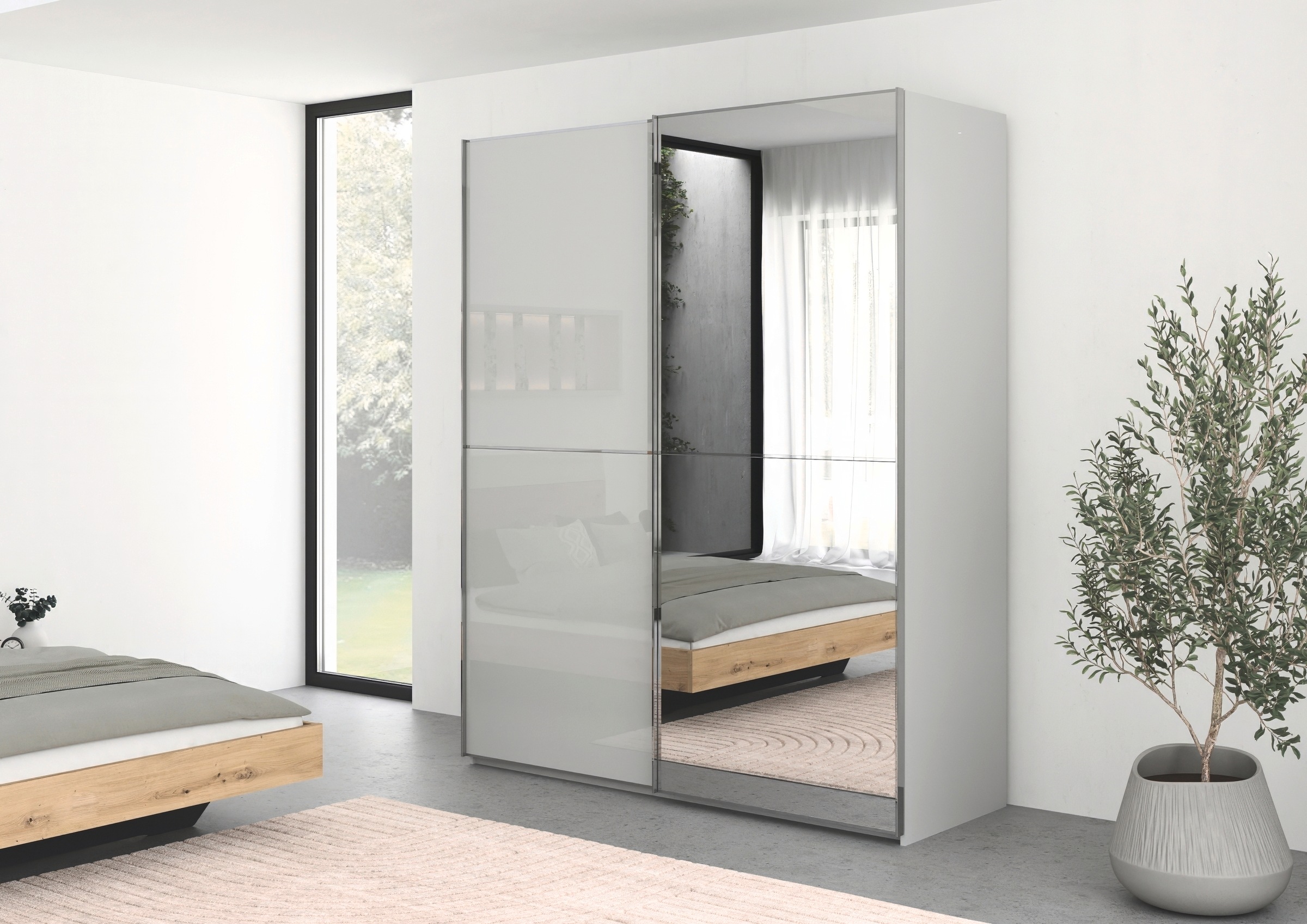 Thumbnail - rauch Schwebetürenschrank "Kleiderschrank Schrank Garderobe Schlafzimmerschrank SCALE-DUO", edle zweigeteilte Türen Spie...