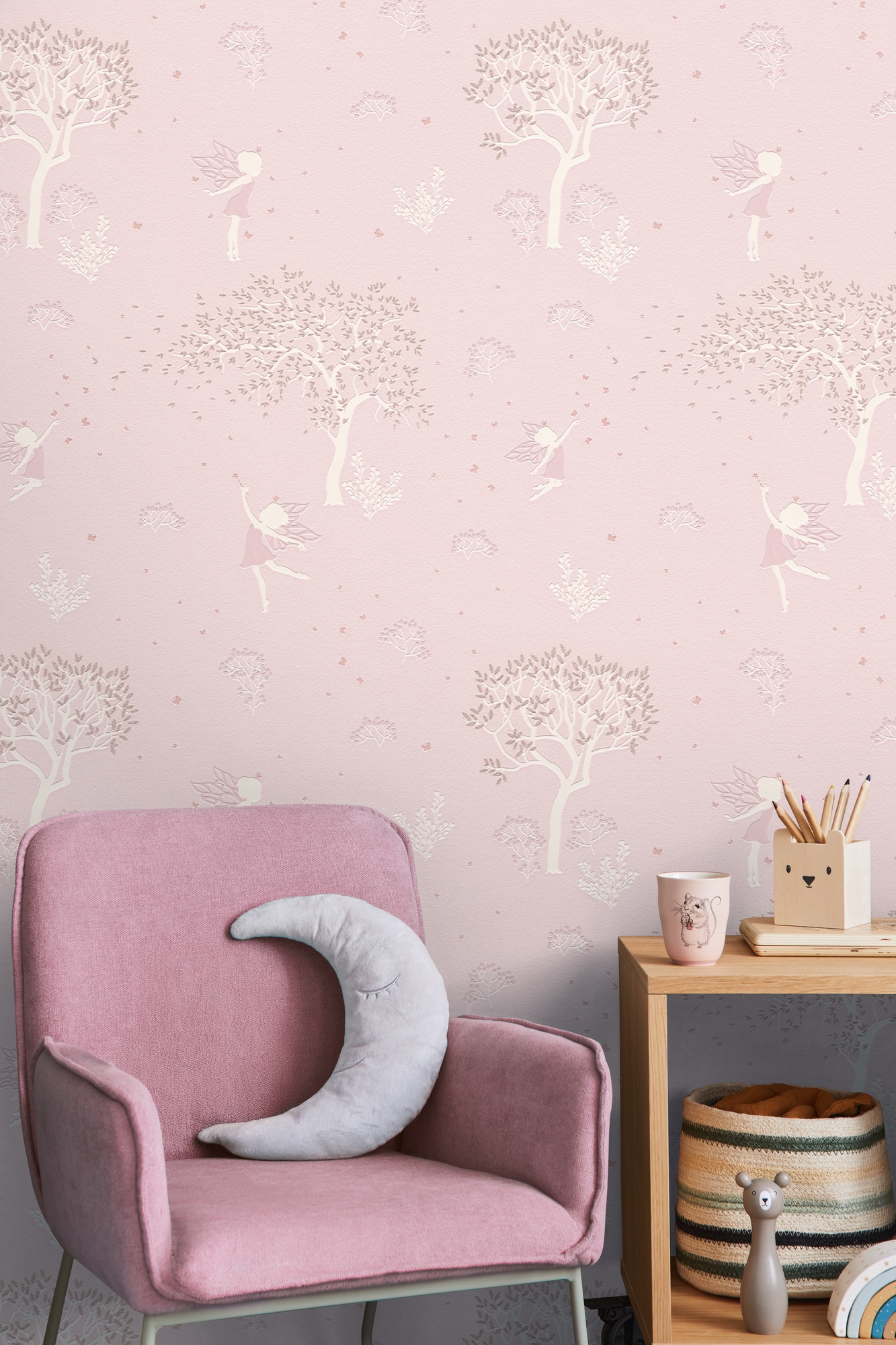 living walls Vliestapete »Kids Studio Feenwald – Glitzer Vliestapete« Motiv | geblümt | leicht glänzend glatt Feenwald mit Bäumen, Blüten, Schmetterlingen und Glitzer