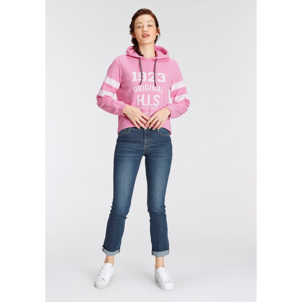 Damenmode Cotton made in Africa H.I.S Kapuzensweatshirt, mit Retro-Druck von H.I.S - NEUE KOLLEKTION pink Damenmode Cotton made in Africa H.I.S Kapuzensweatshirt, mit Retro-Druck von H.I.S - NEUE KOLLEKTION pink