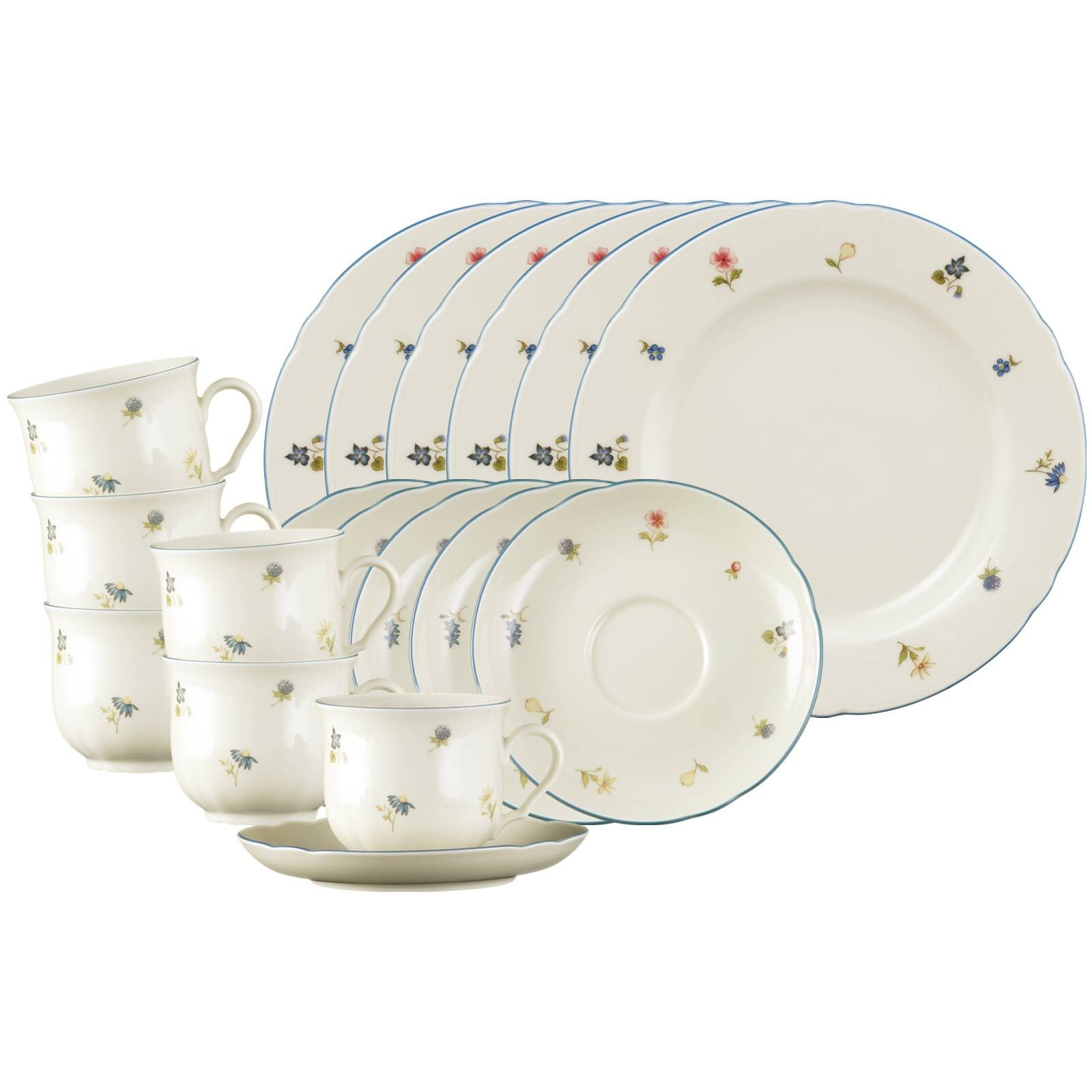 SELTMANN WEIDEN Geschirr-Set "Kaffeeservice Marieluise Streublume 18er Set bunt", 18, bunt, Geschirr-Sets, Spülmaschinengeeignet, Mikrowellengeeignet