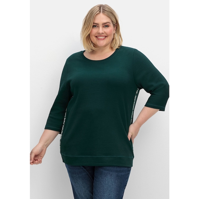 Sheego Sweatshirt »Große Größen«, aus Waffelpiqué, mit Zierband seitlich  für bestellen | BAUR