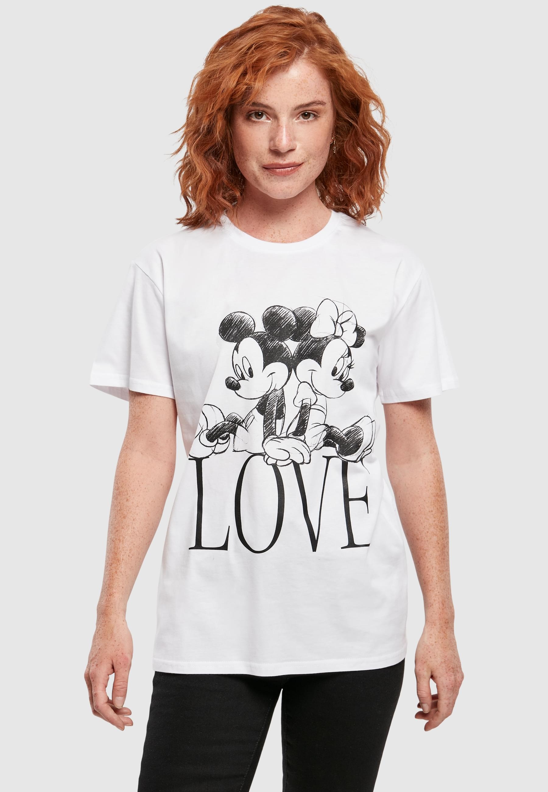 Merchcode Kurzarmshirt »Merchcode Damen Ladies Minnie Loves Mickey Tee« 1 Stk. tlg.