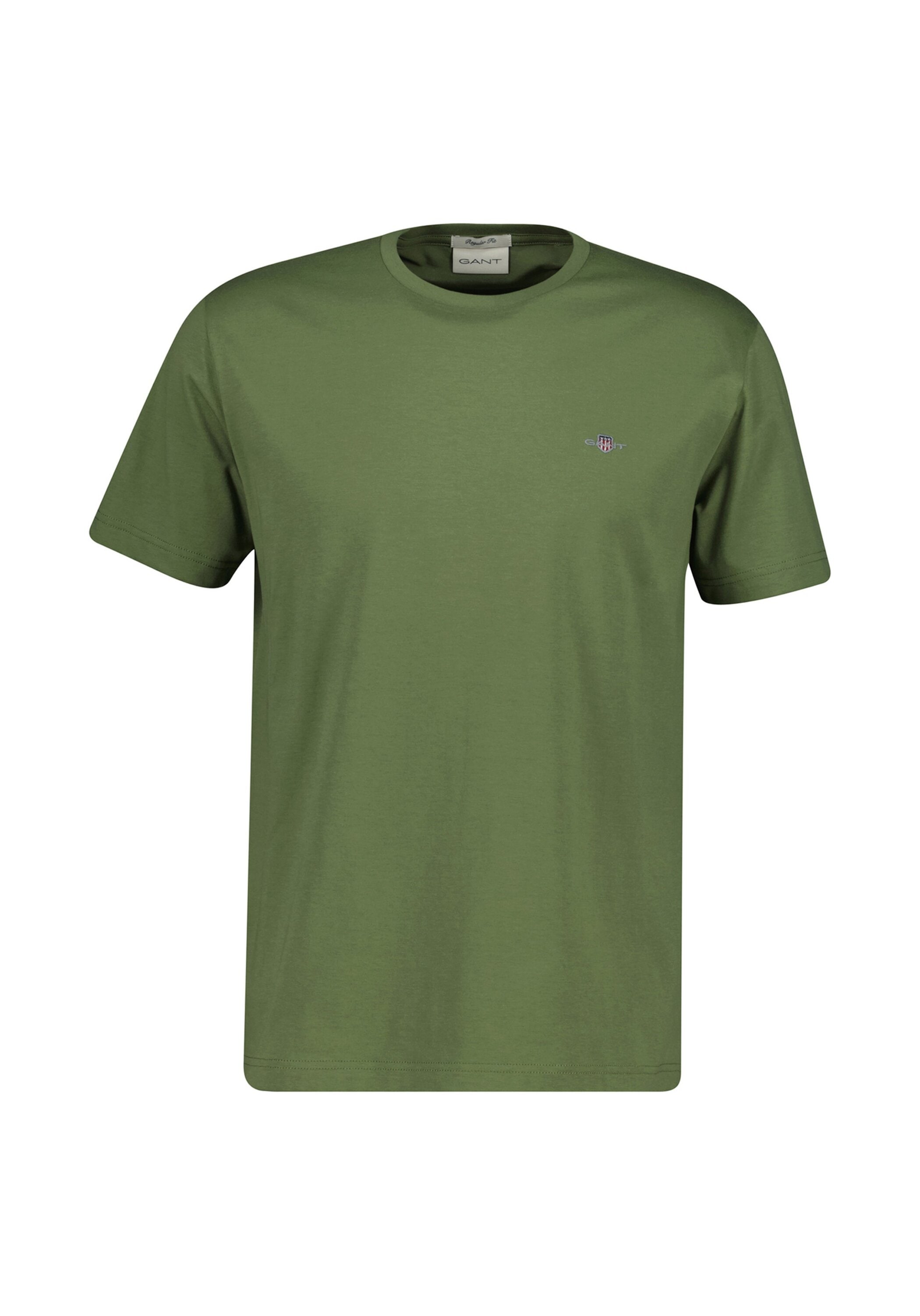 T-Shirt GANT "T-Shirt Reg Shield 1er Pack", Damen, Gr. M, grün (grün (dry herb)), Obermaterial: 100% Baumwolle CO., Shirts T-Shirt