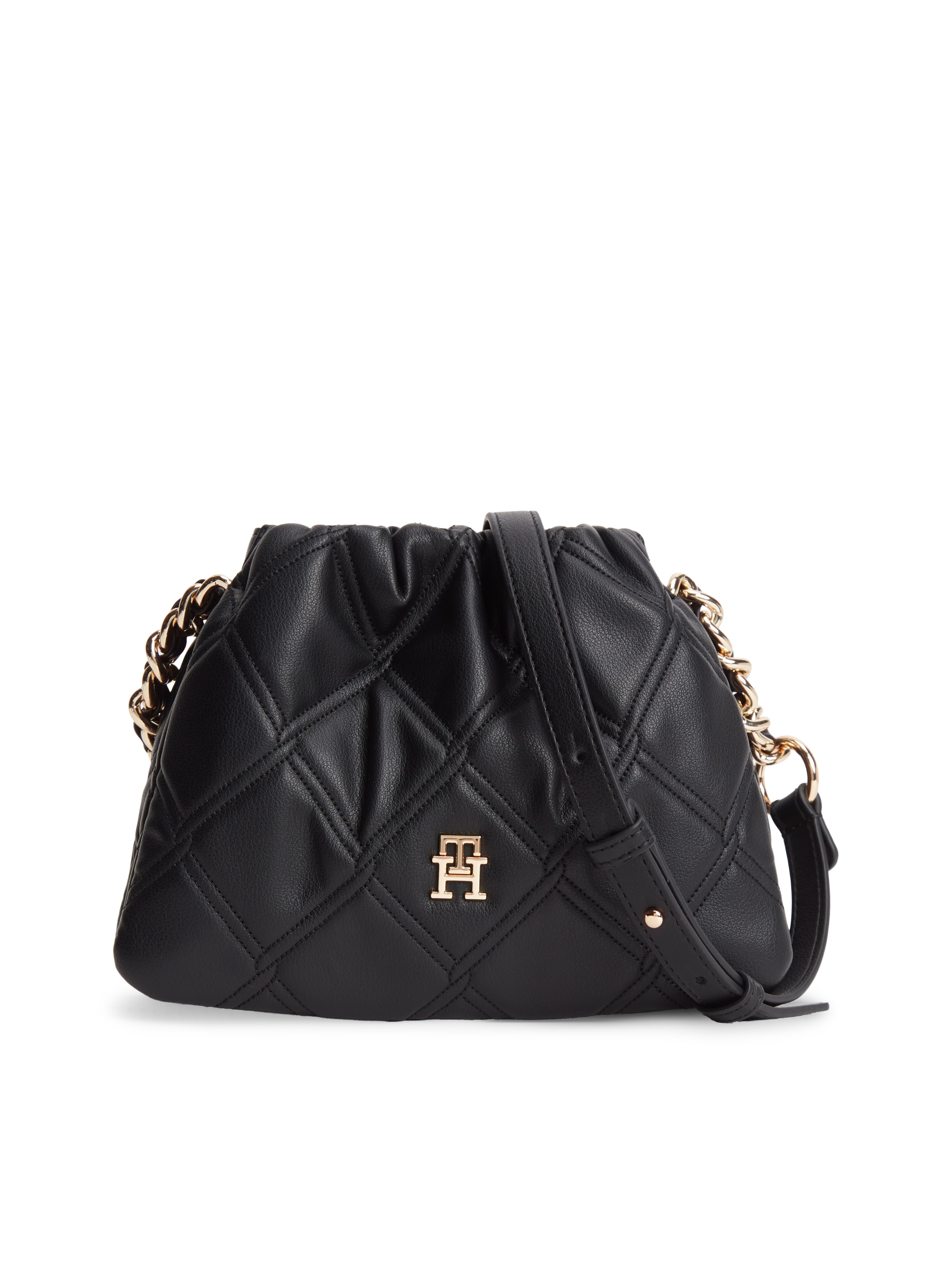 Tommy Hilfiger Umhängetasche "TH FEMININE MINI CROSSOVER" Damen Schultertasche, Handtasche mit goldfarbener Zierkette